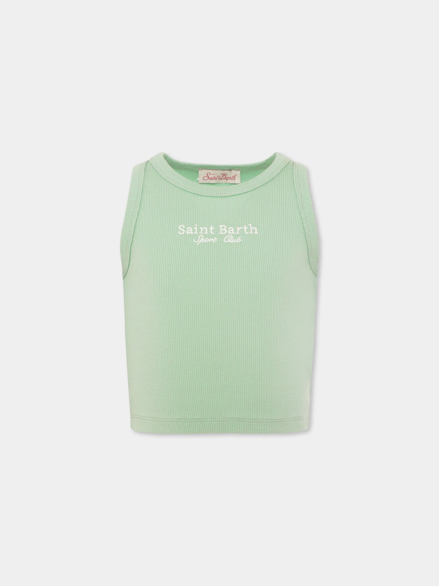 Green crop tank top for girl with writing