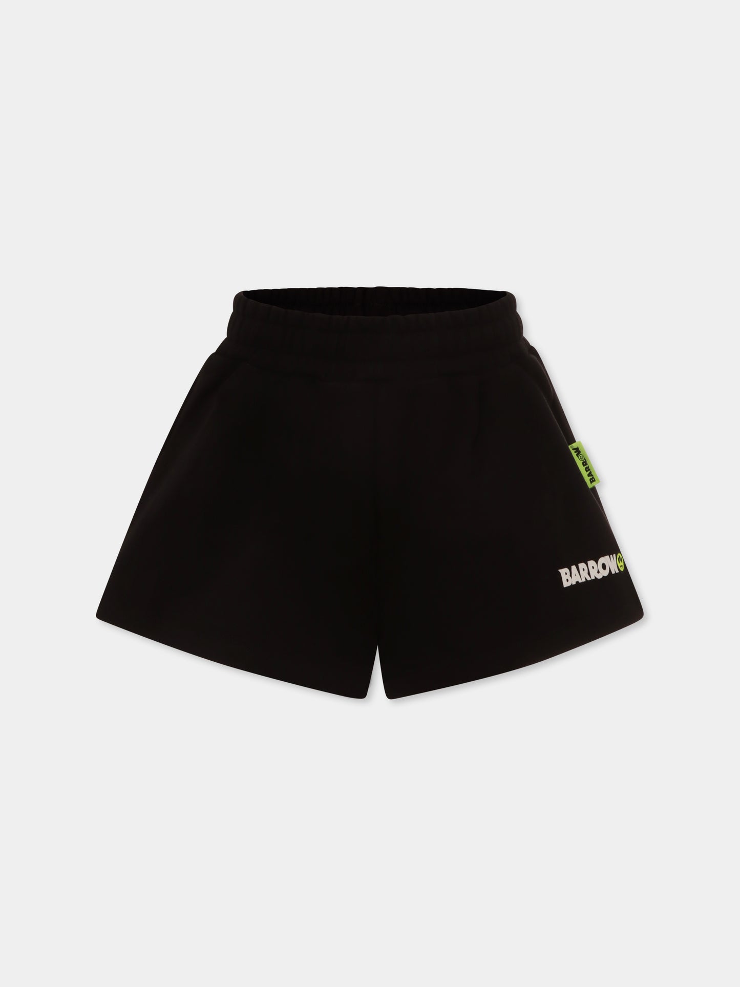 Shorts neri per bambina con logo e smile,Barrow,S5BKJGSH154 110