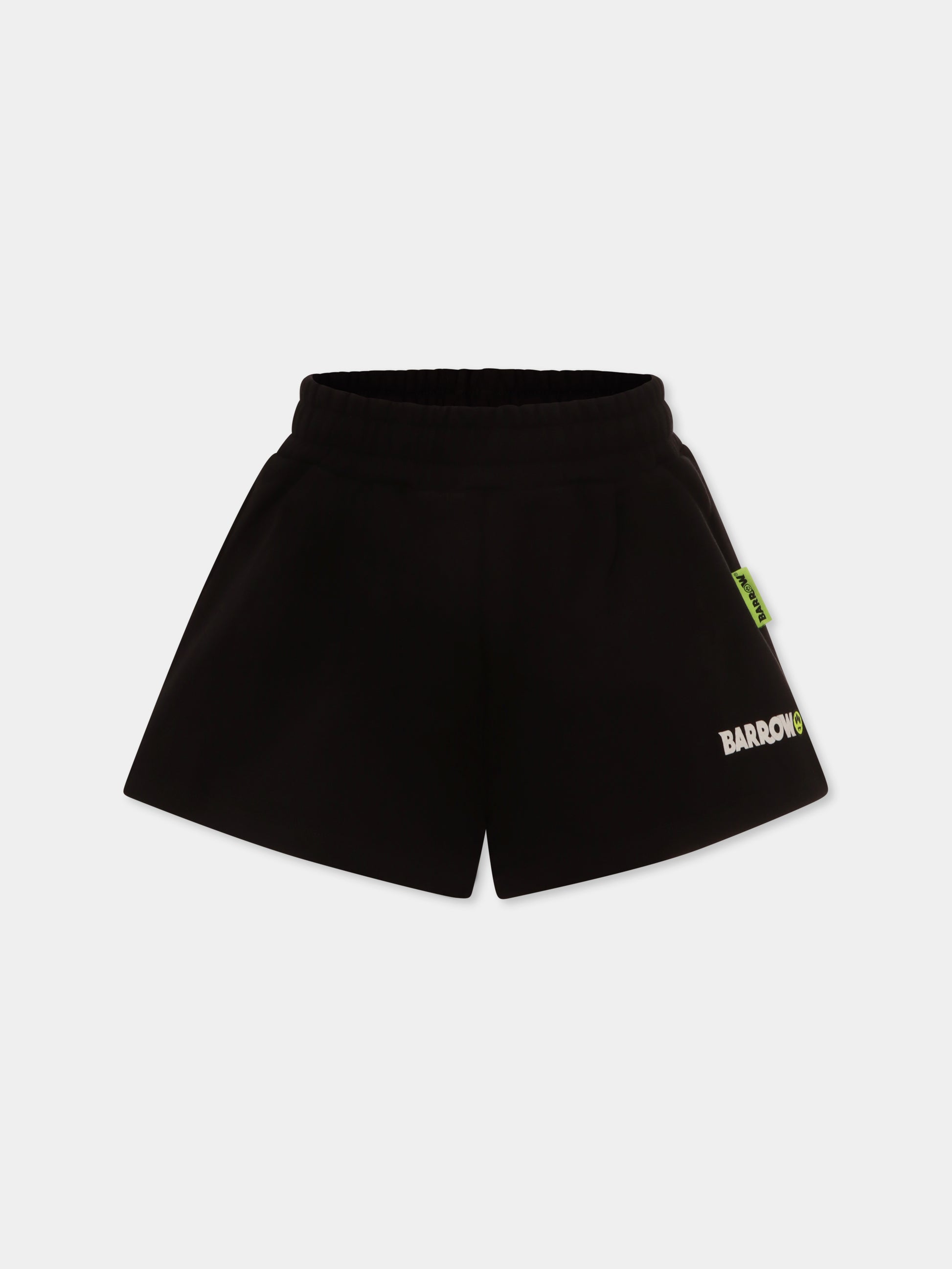 Shorts neri per bambina con logo e smile,Barrow,S5BKJGSH154 110
