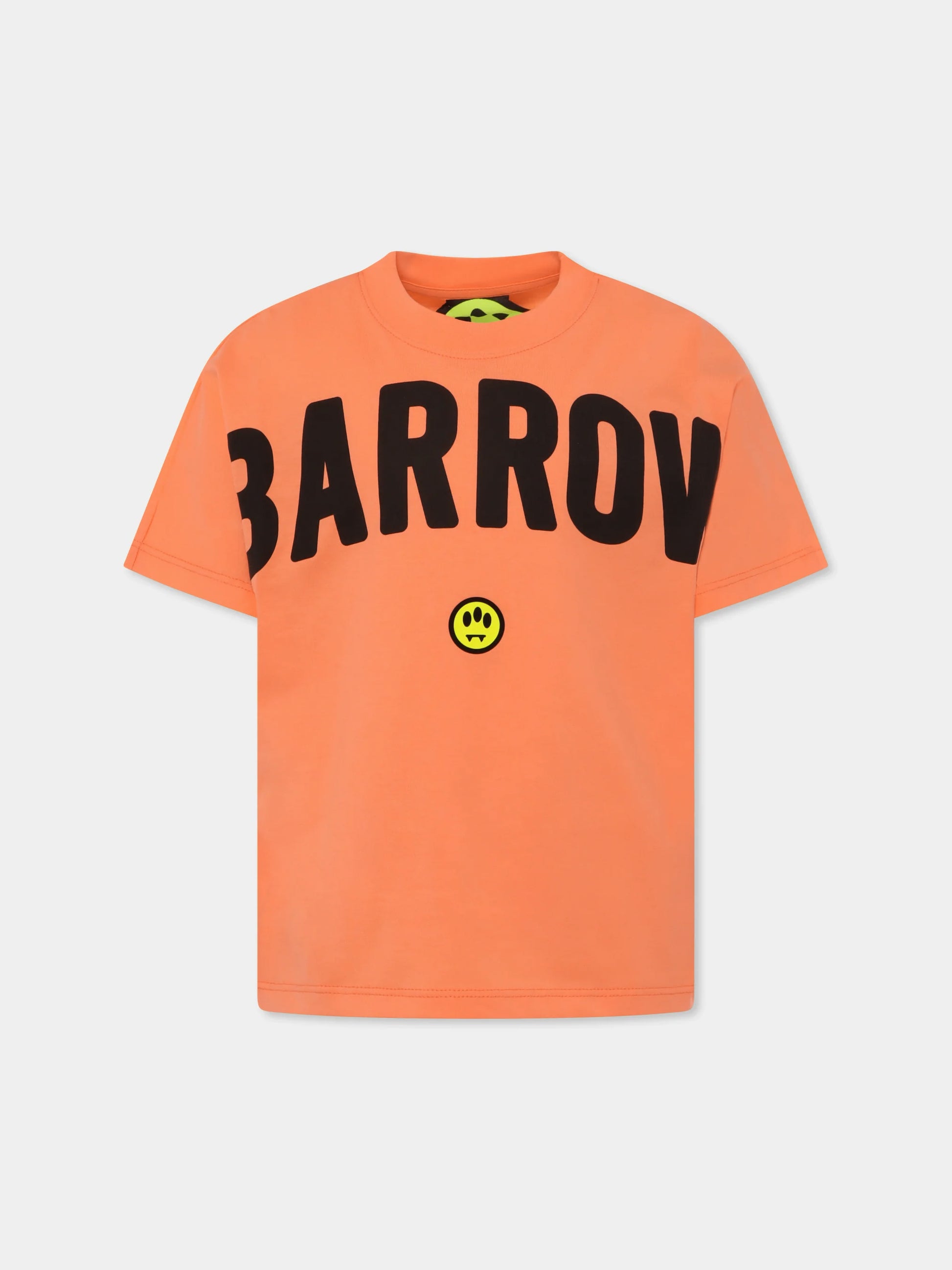 T-shirt arancione per bambini con logo e smile,Barrow,S5BKJUTH063 258