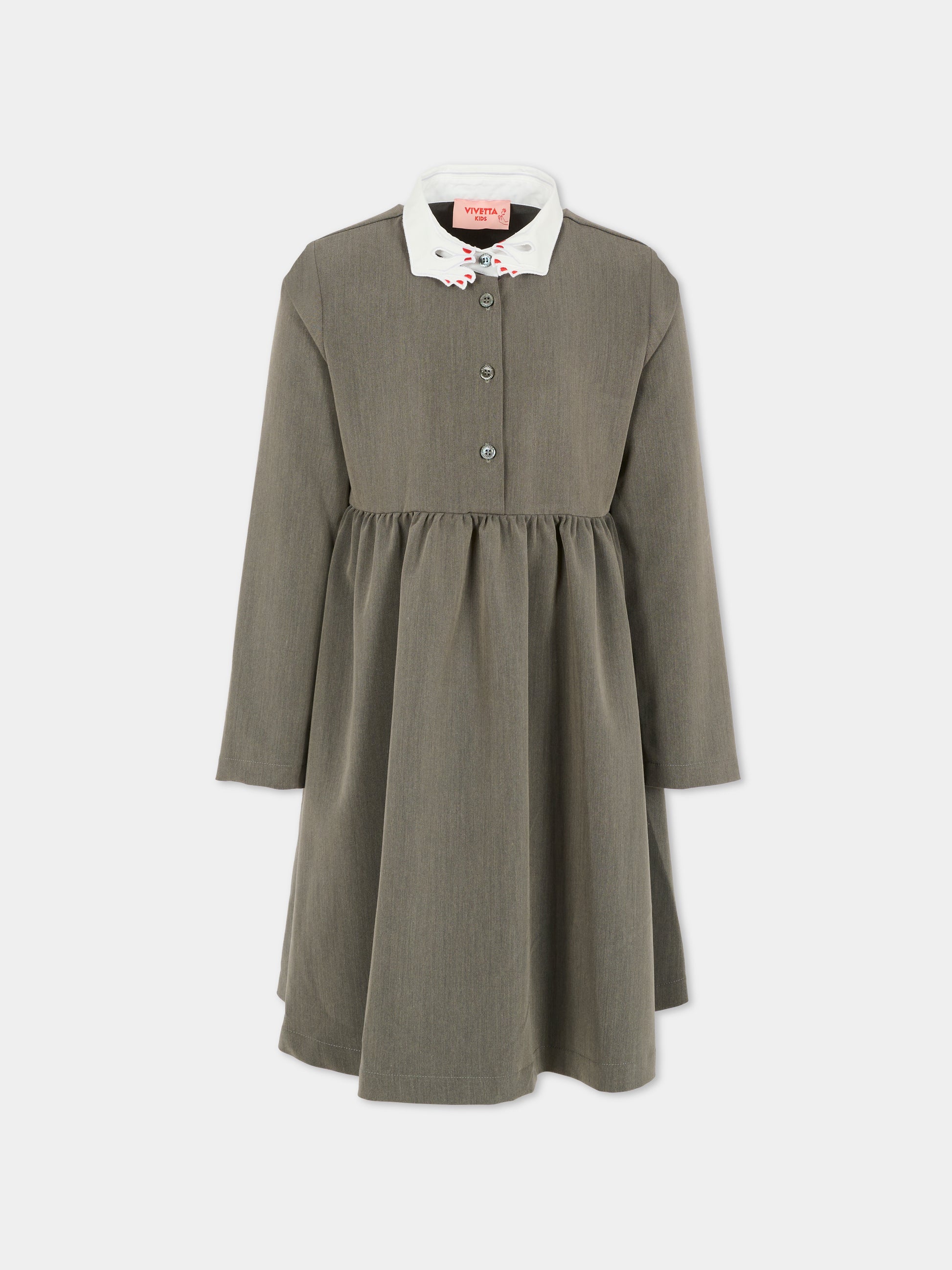 Vestito grigio per bambina con mani,Vivetta Kids,VI2511GR