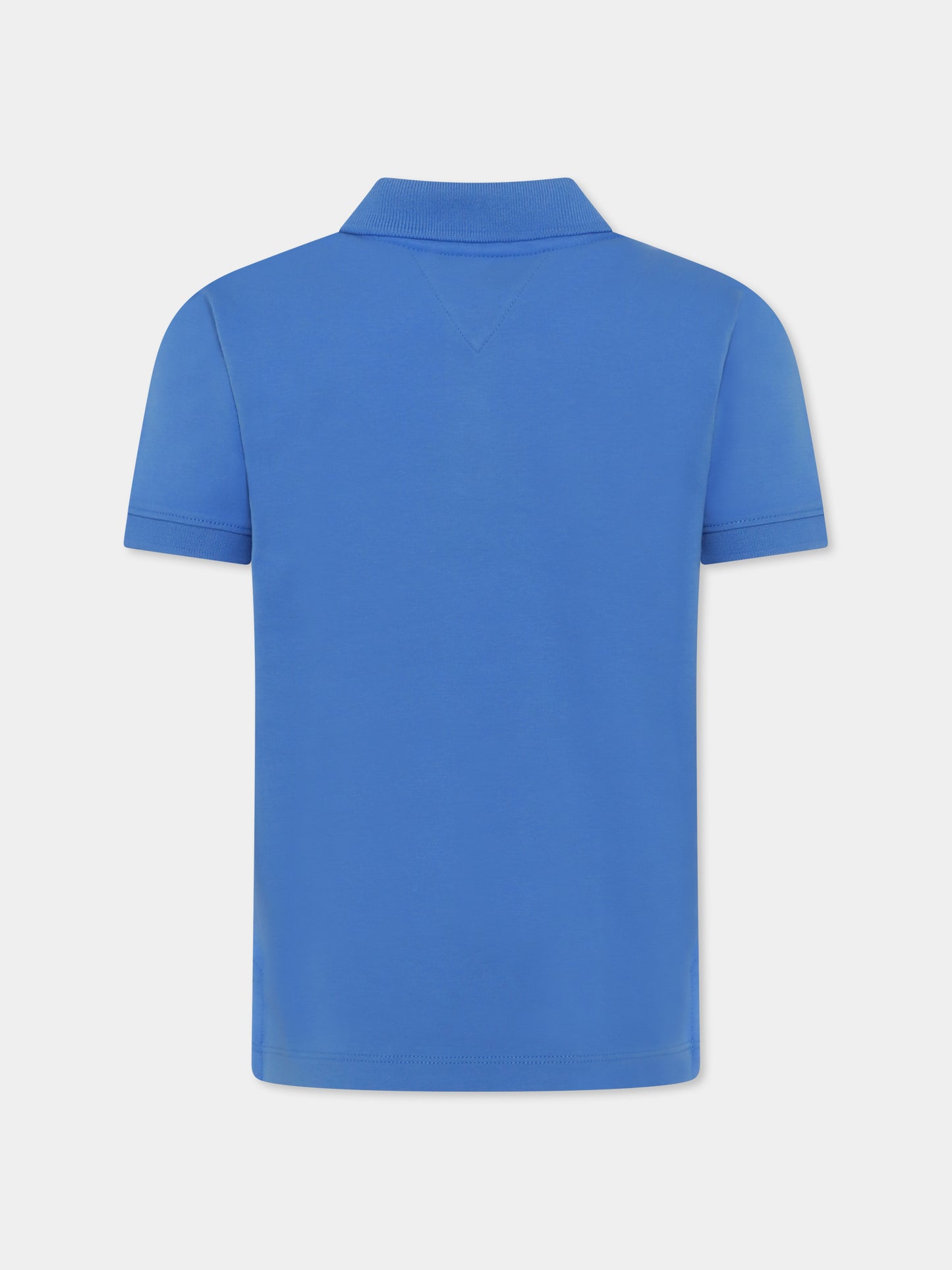 Polo azzurra per bambino con bandierina,Tommy Hilfiger Junior,25S THKB0KB09333J KB0KB09333 C30