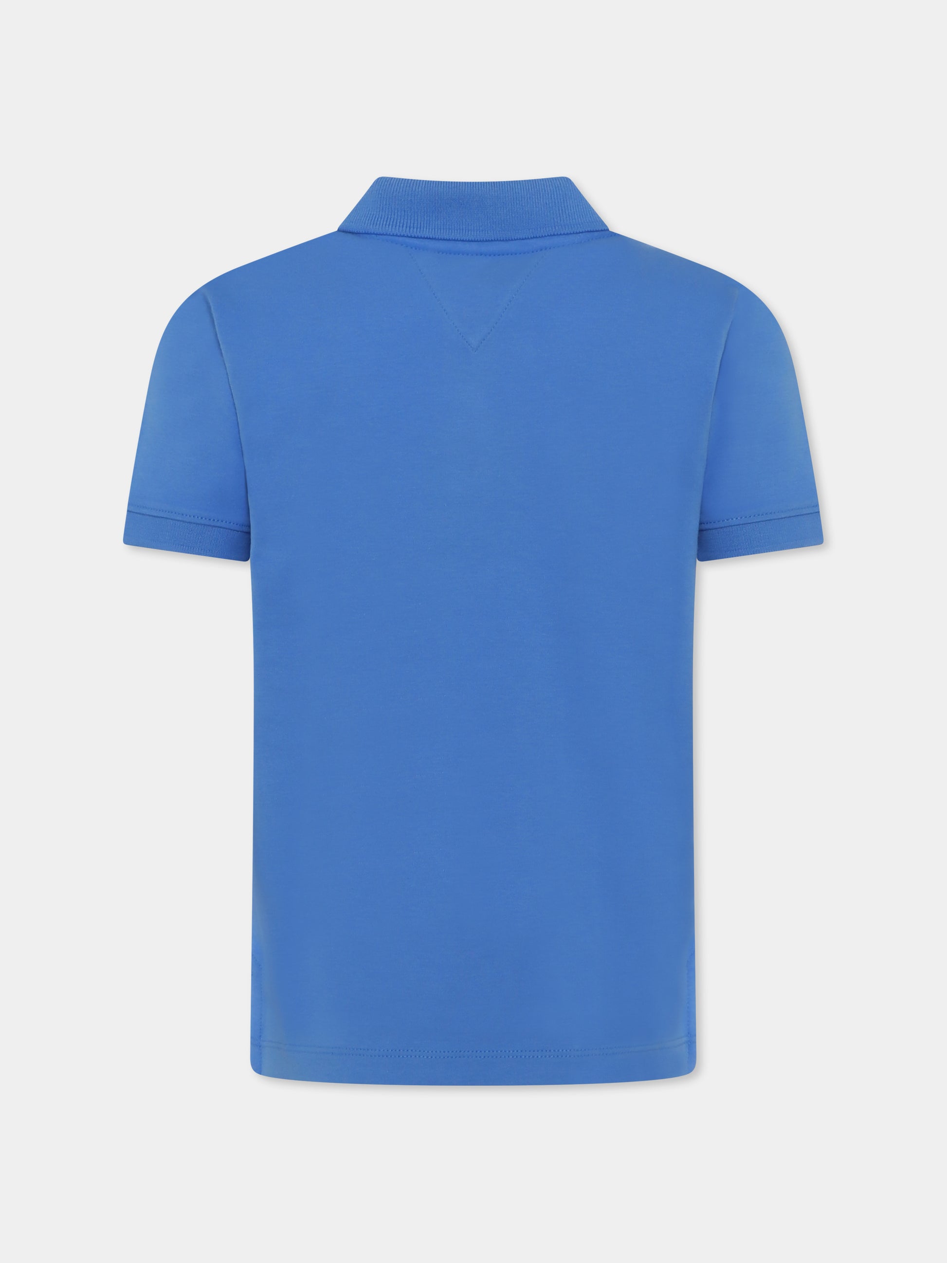 Polo azzurra per bambino con bandierina,Tommy Hilfiger Junior,25S THKB0KB09333J KB0KB09333 C30
