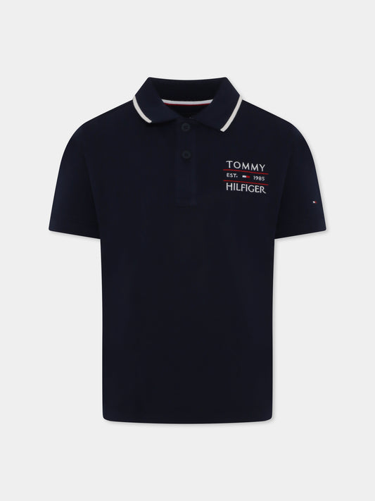 Polo blu per bambino con logo,Tommy Hilfiger Junior,25S THKB0KB09524J KB0KB09524 C1G