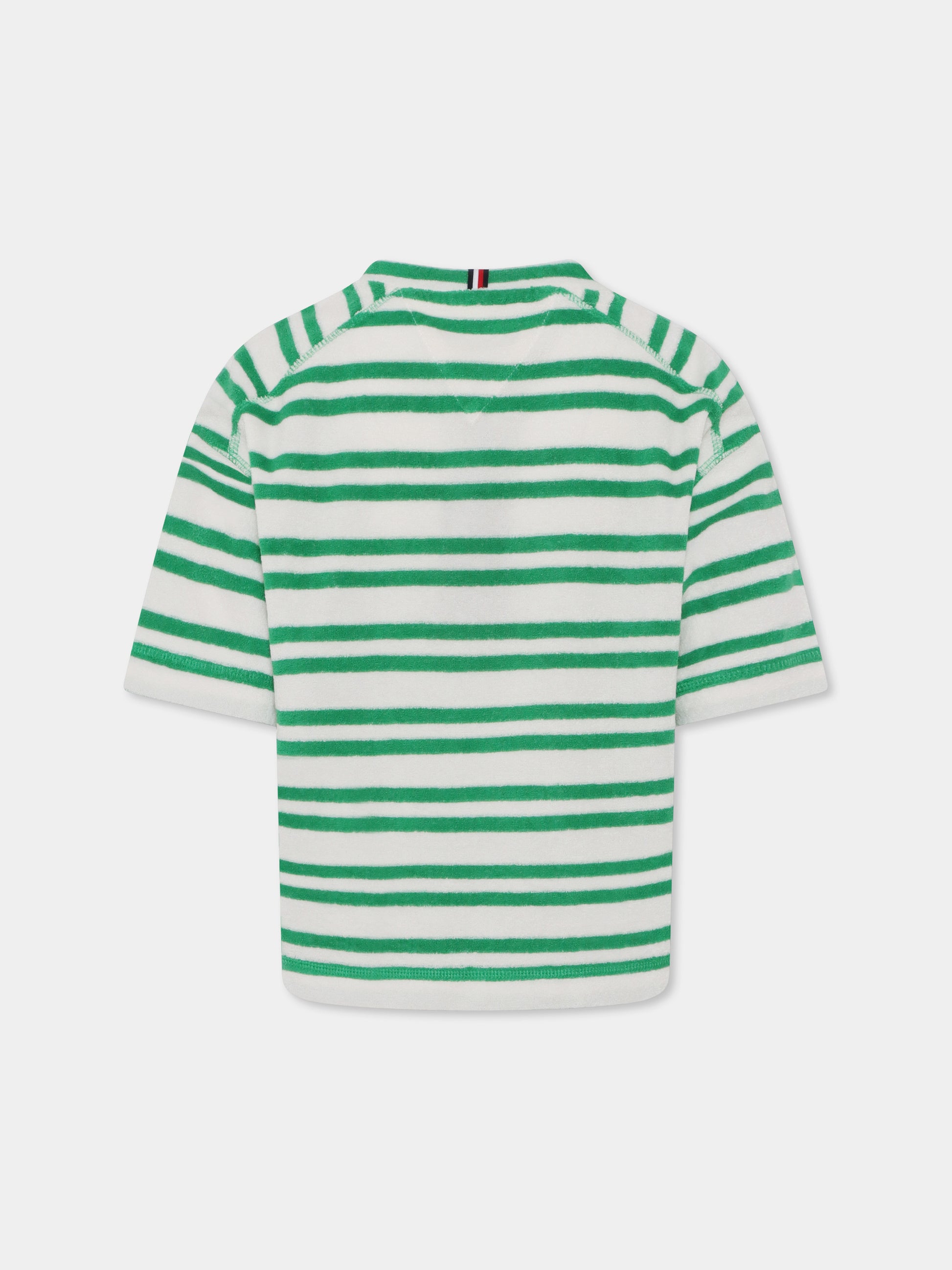 T-shirt verde per bambino con bandierina,Tommy Hilfiger Junior,25S THKB0KB09575J KB0KB09575 YBH