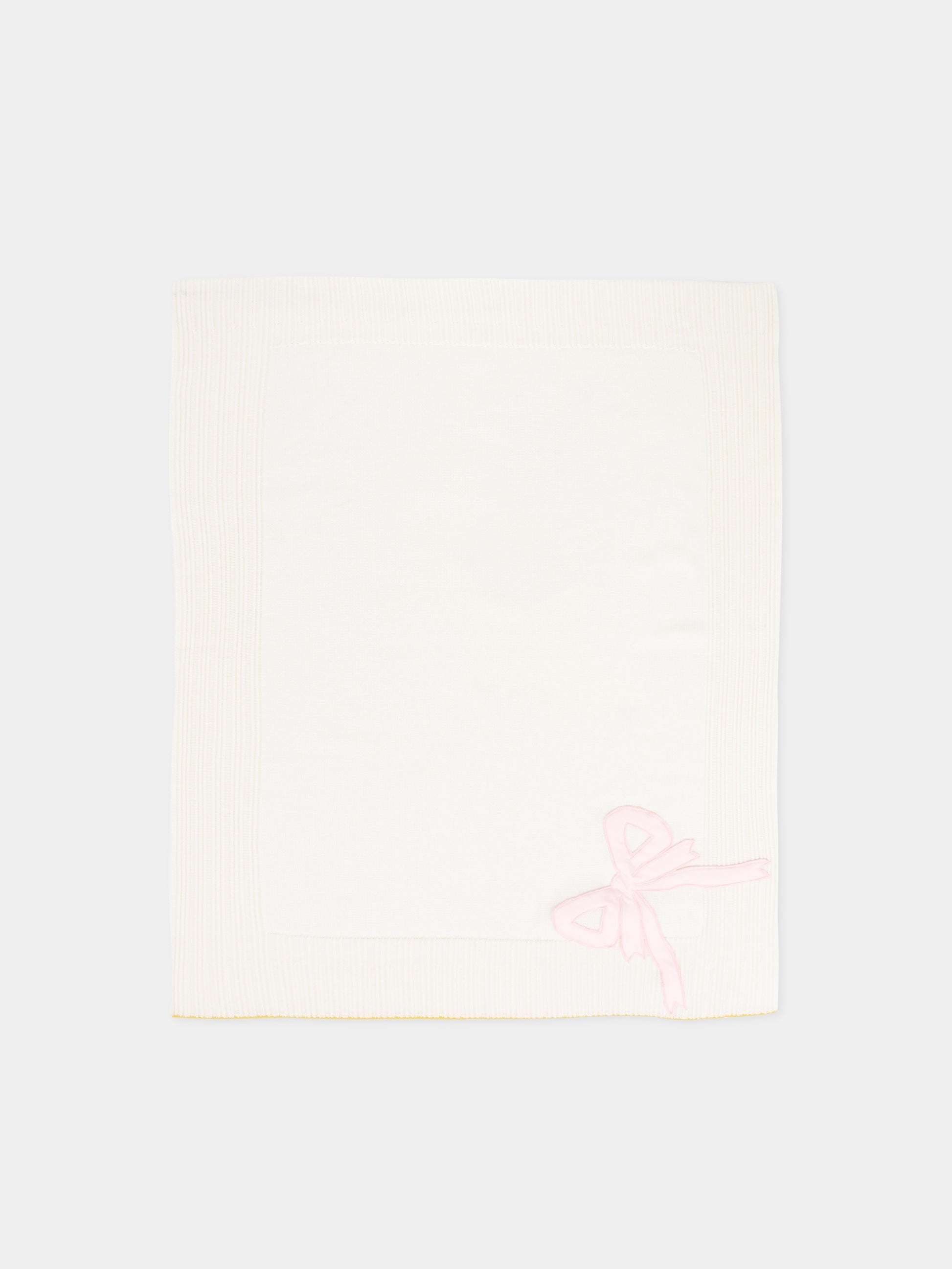 Coperta avorio per neonata con fiocco,Gensami,COP-FIOCCOT-WE