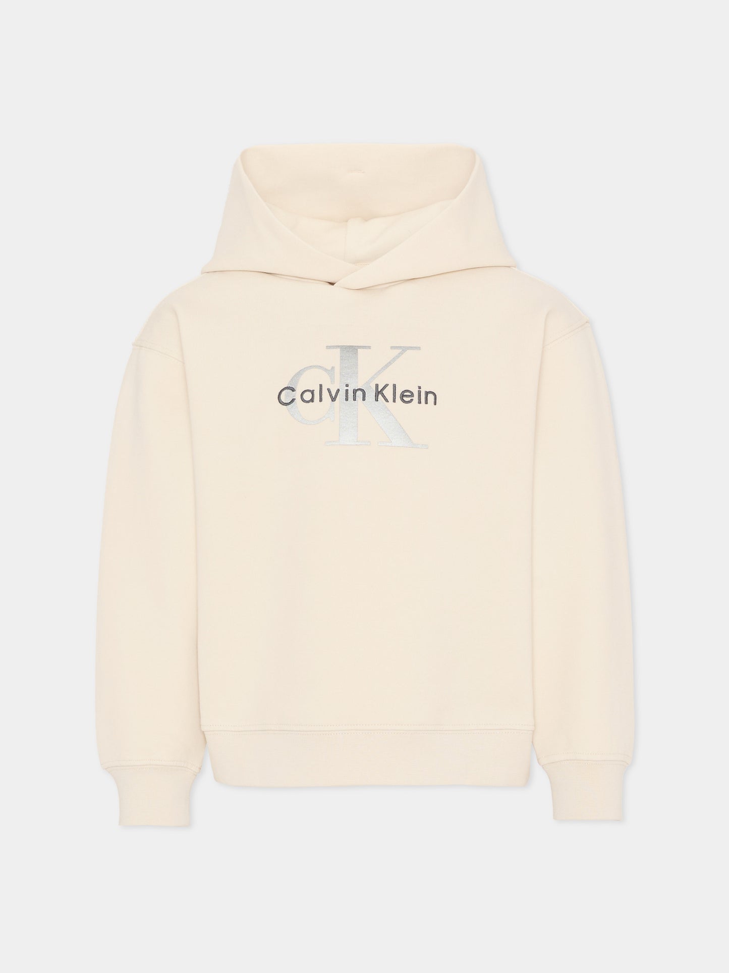 Felpa bianca per bambini con logo,Calvin Klein Kids,IB0IB02615 PGB