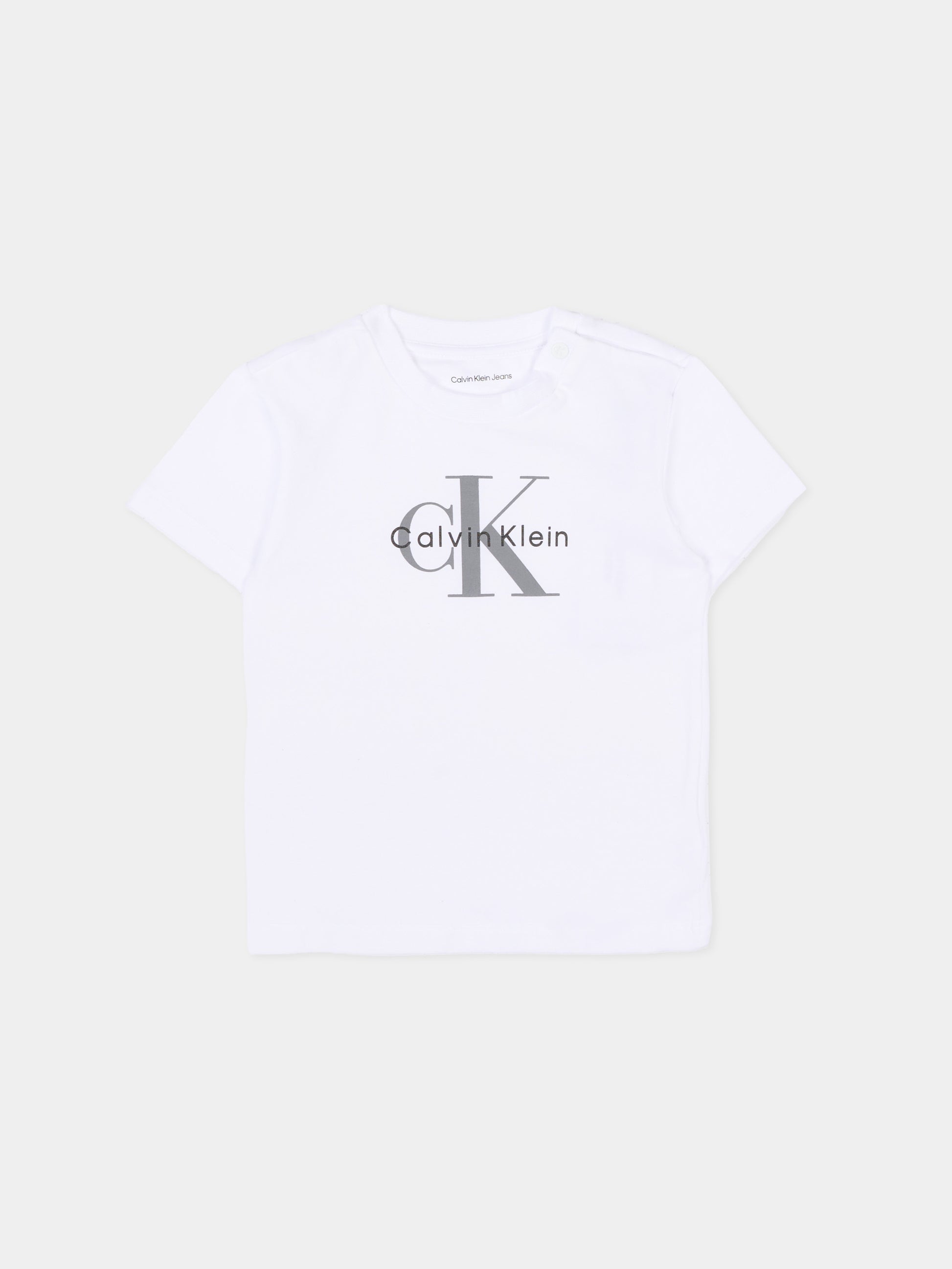 T-Shirt bianca per neonati con logo,Calvin Klein Kids,IN0IN00334 YAF
