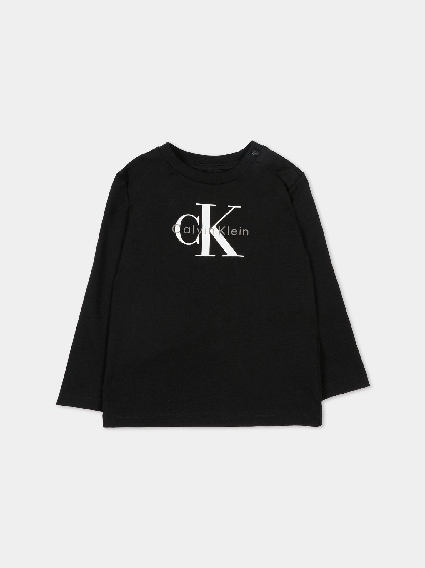T-Shirt nero per neonati con logo,Calvin Klein Kids,IN0IN00335 BEH