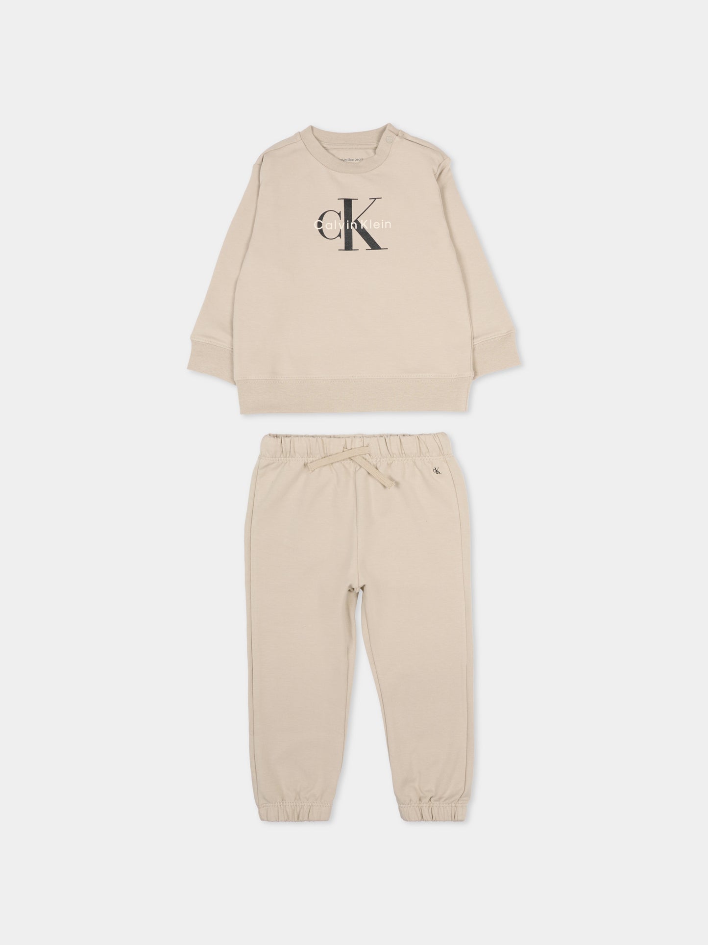Completo sportivo beige per neonati con logo,Calvin Klein Kids,IN0IN00336 PK4