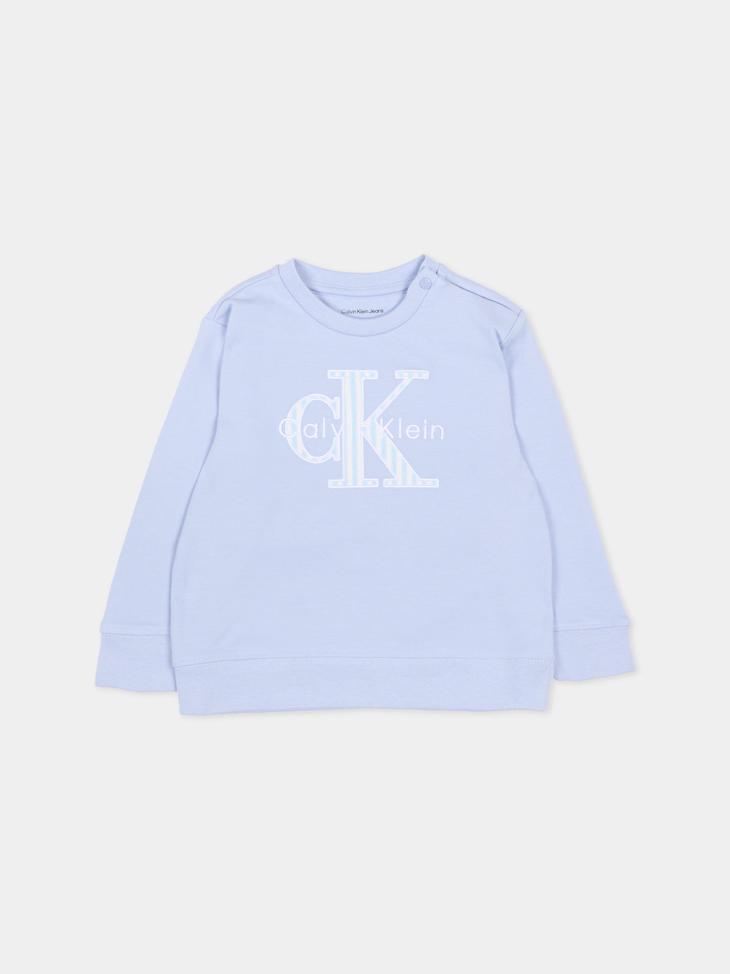 Felpa celeste per neonato con logo,Calvin Klein Kids,IN0IN00346 C5O