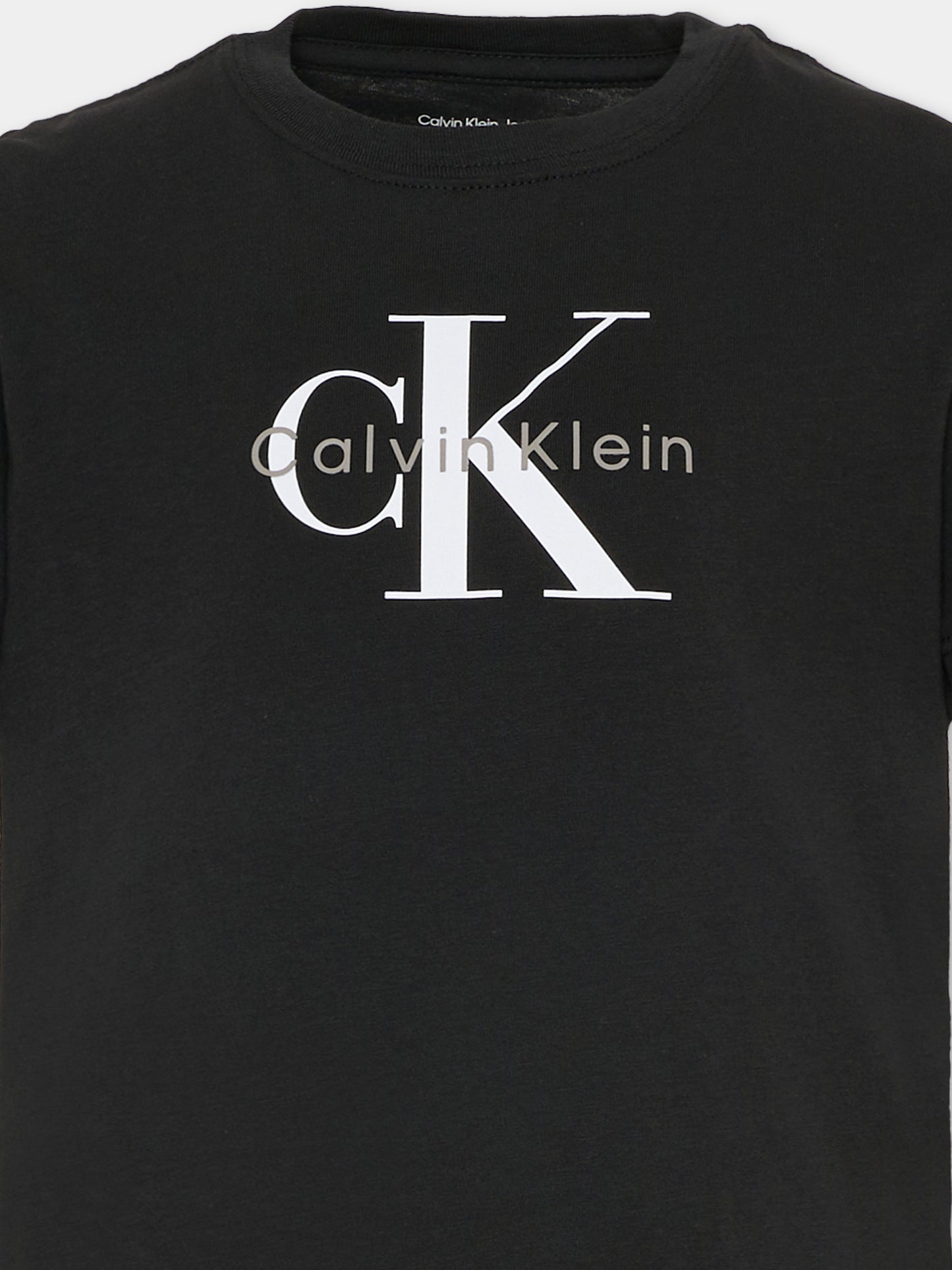 T-shirt nera per bambini con logo,Calvin Klein Kids,IU0IU00715 BEH