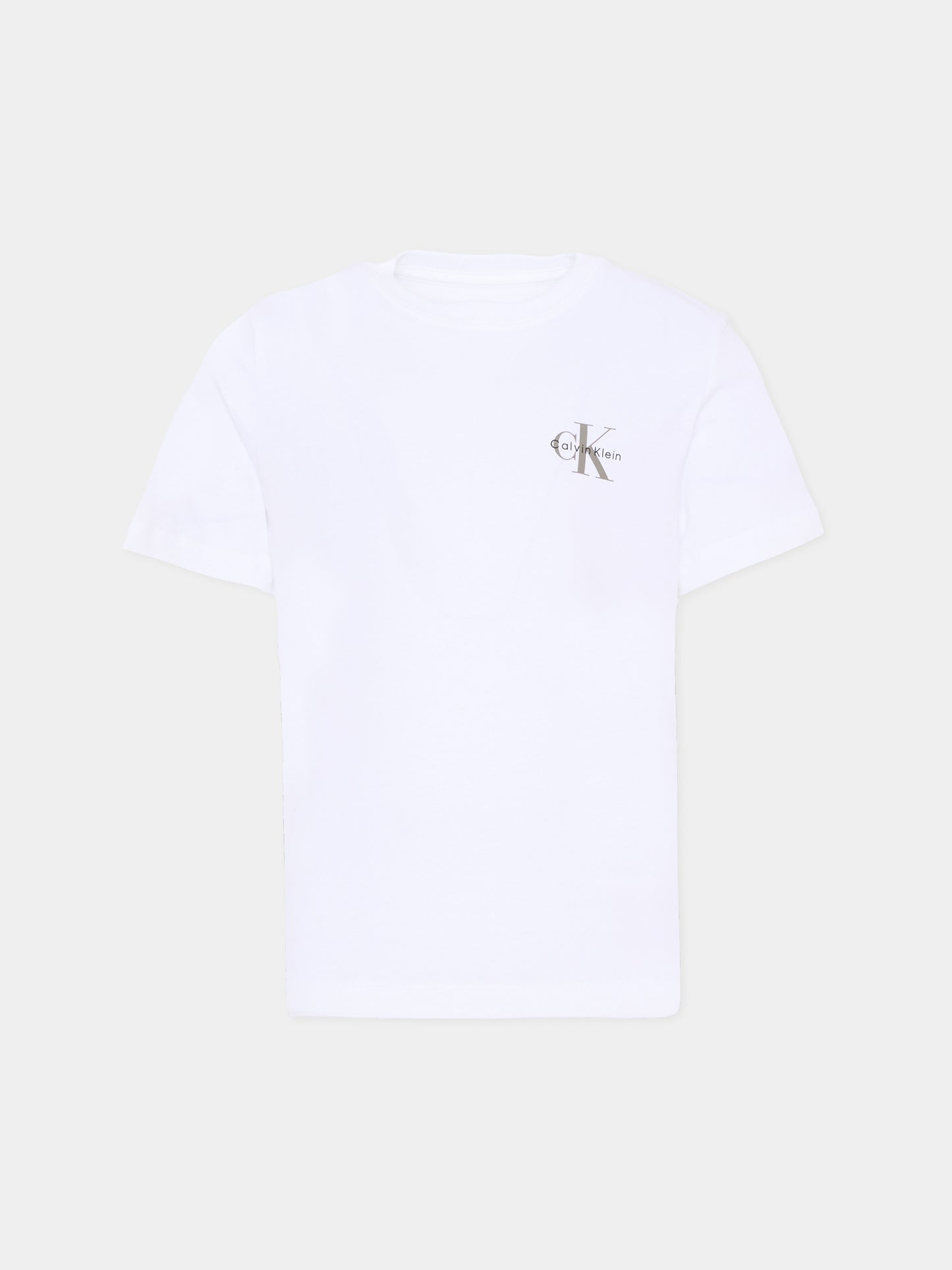 T-shirt bianca per bambini con logo,Calvin Klein Kids,IU0IU00719 YAF