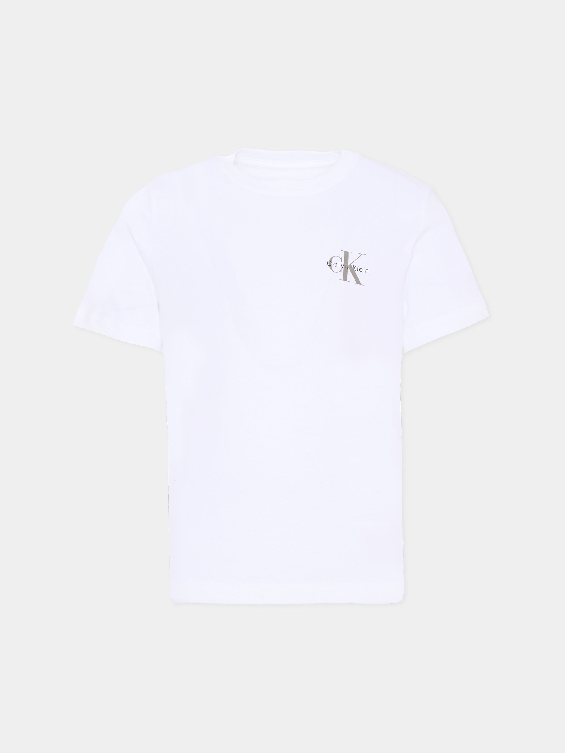 T-shirt bianca per bambini con logo,Calvin Klein Kids,IU0IU00719 YAF