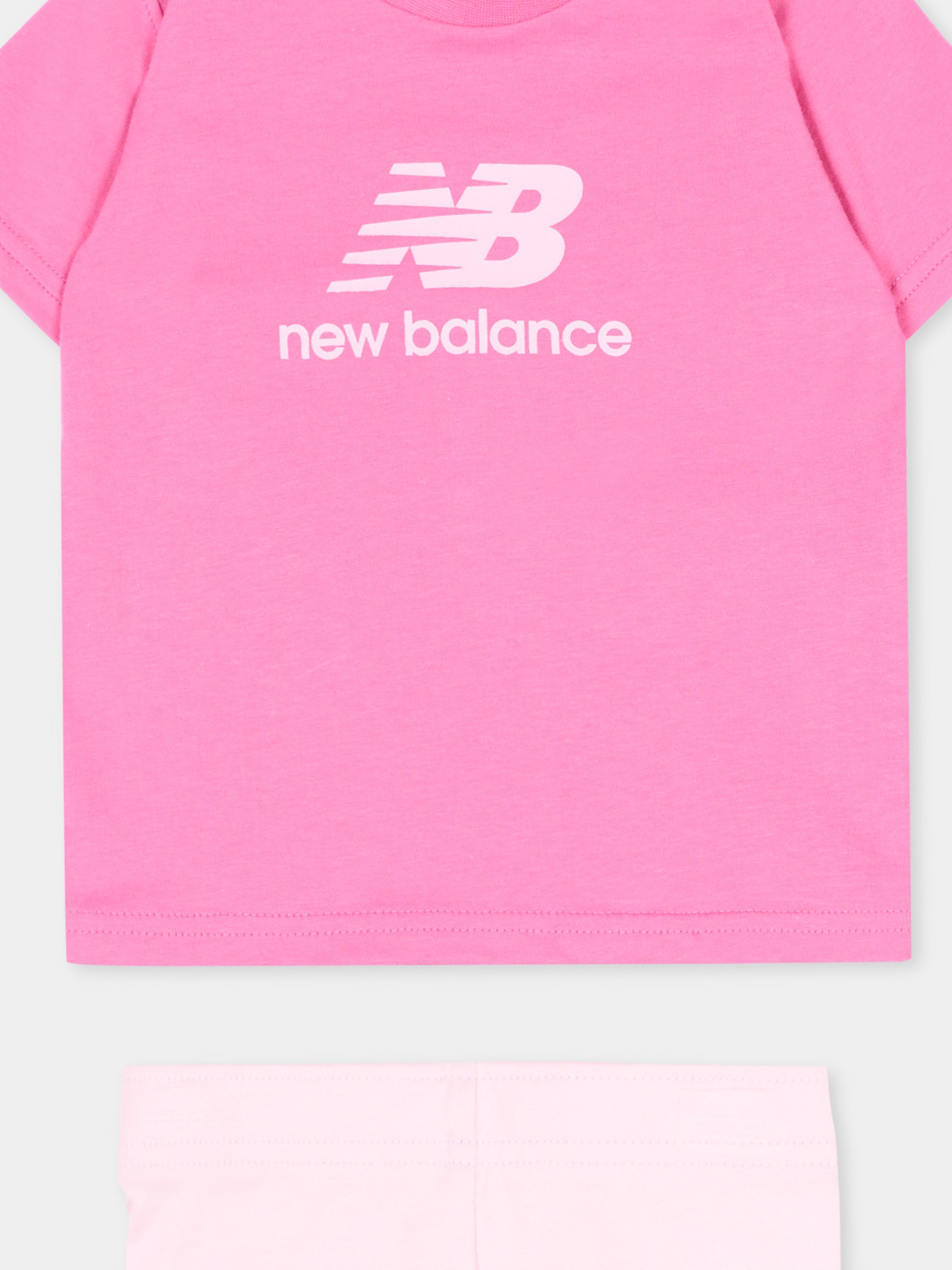 Completo sportivo rosa per neonata con logo,New Balance,IS61S5Q4I AAC