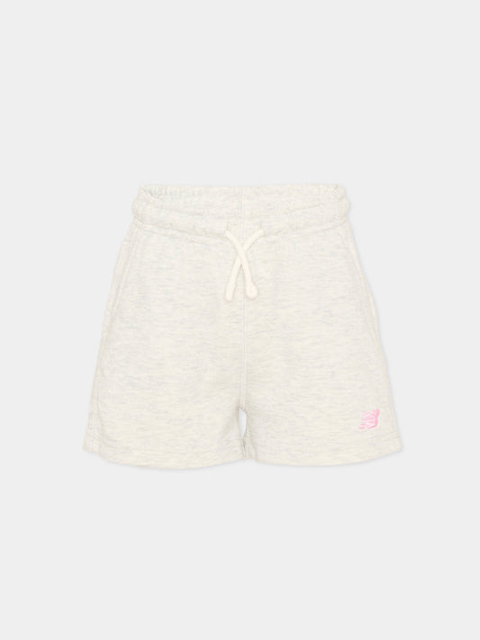 Shorts sportivi grigi per bambina con logo,New Balance,YB61I82X AHH
