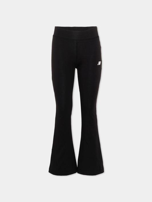 Leggings neri per bambina con logo,New Balance,YB61V2SE BK