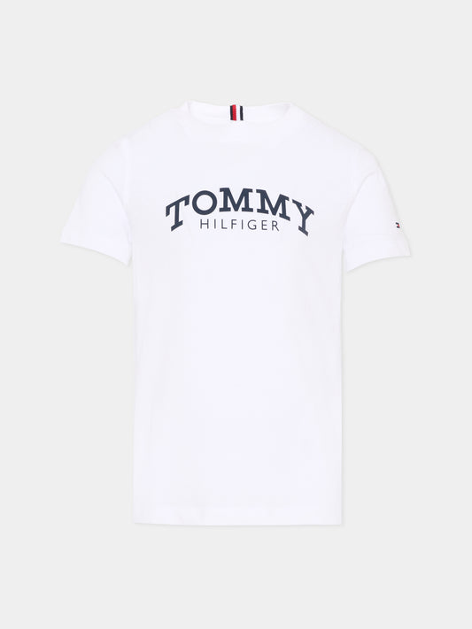 T-shirt bianca per bambino con logo,Tommy Hilfiger Junior,KB0KB10051 YBR
