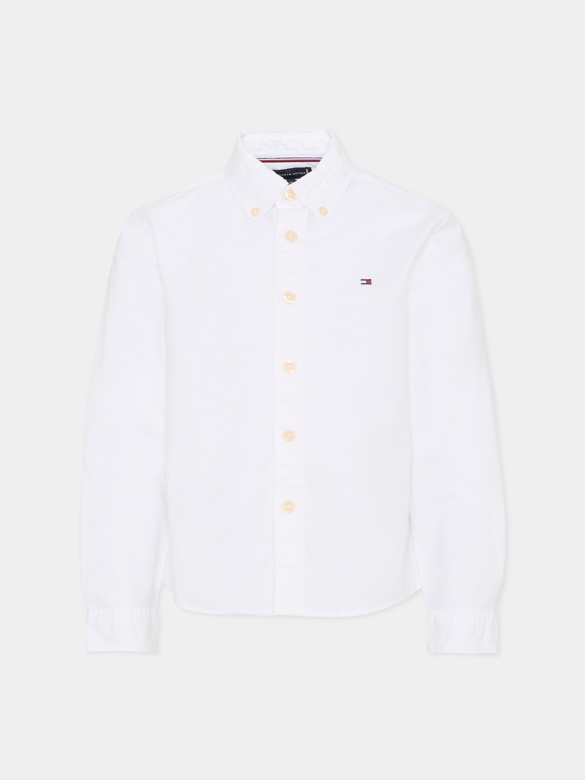 Camicia bianca per bambino con bandierina,Tommy Hilfiger Junior,KB0KB10192 YBR
