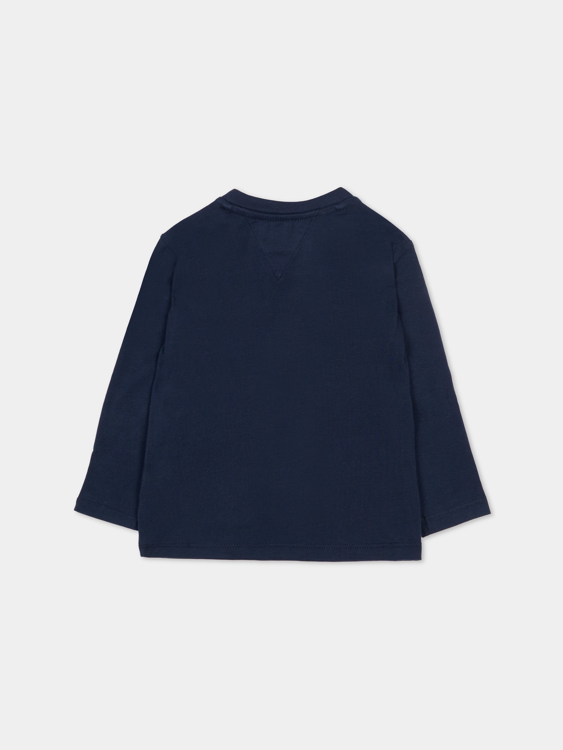 T-Shirt a manica lunga blu per neonati logo,Tommy Hilfiger Junior,KN0KN02147 C1G