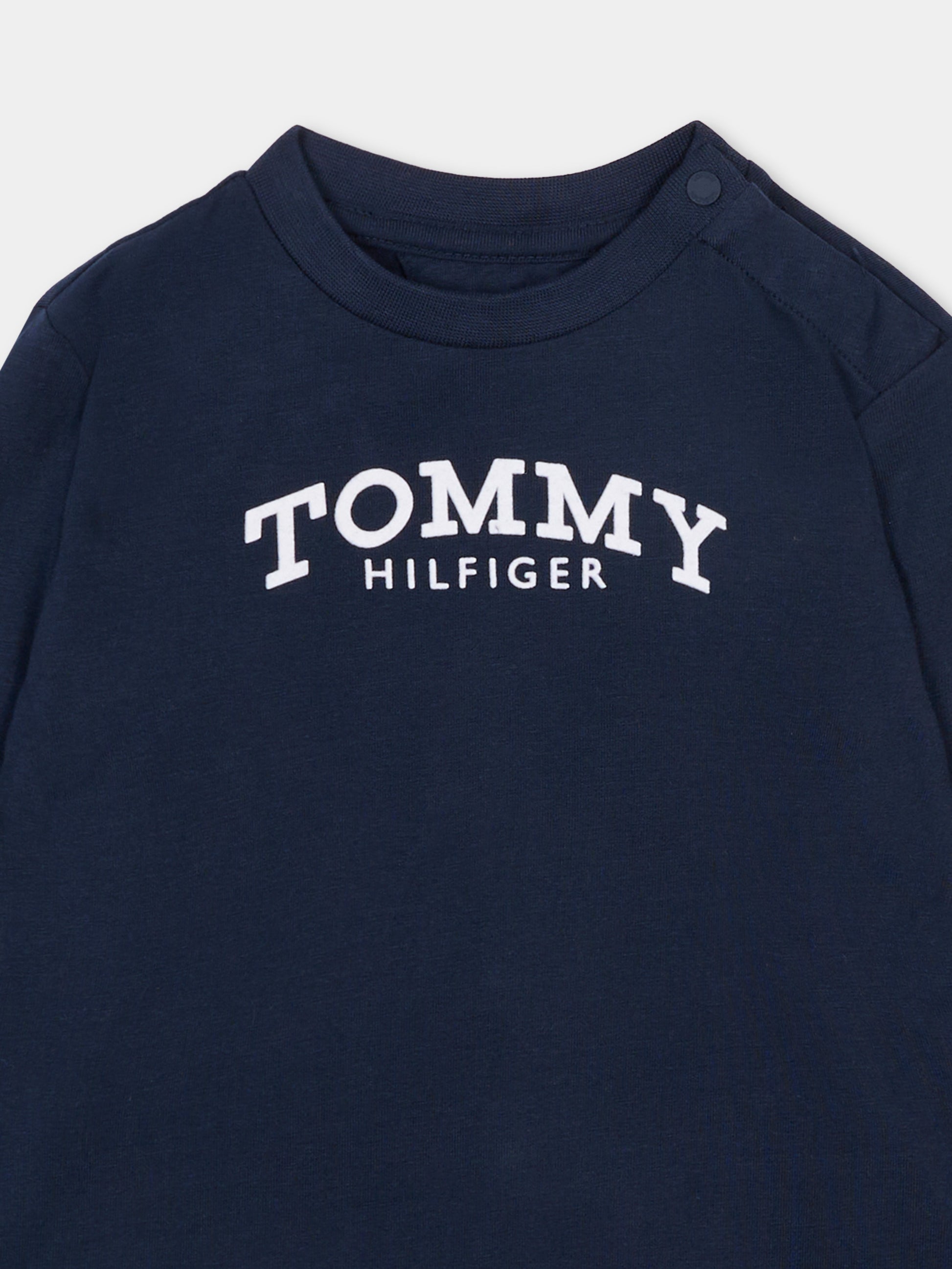 T-Shirt a manica lunga blu per neonati logo,Tommy Hilfiger Junior,KN0KN02147 C1G