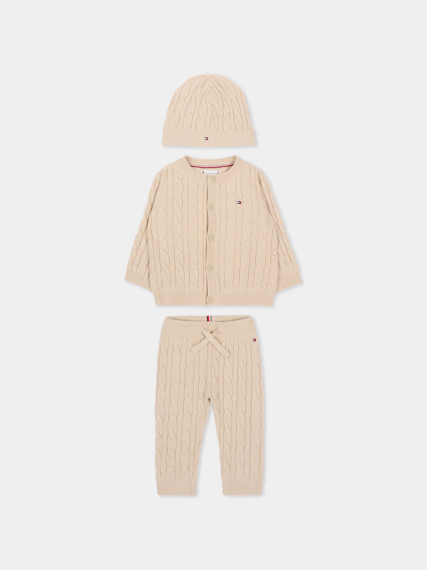 Completo nascita beige per neonati con Tommy flag,Tommy Hilfiger Junior,KN0KN02160 ABY