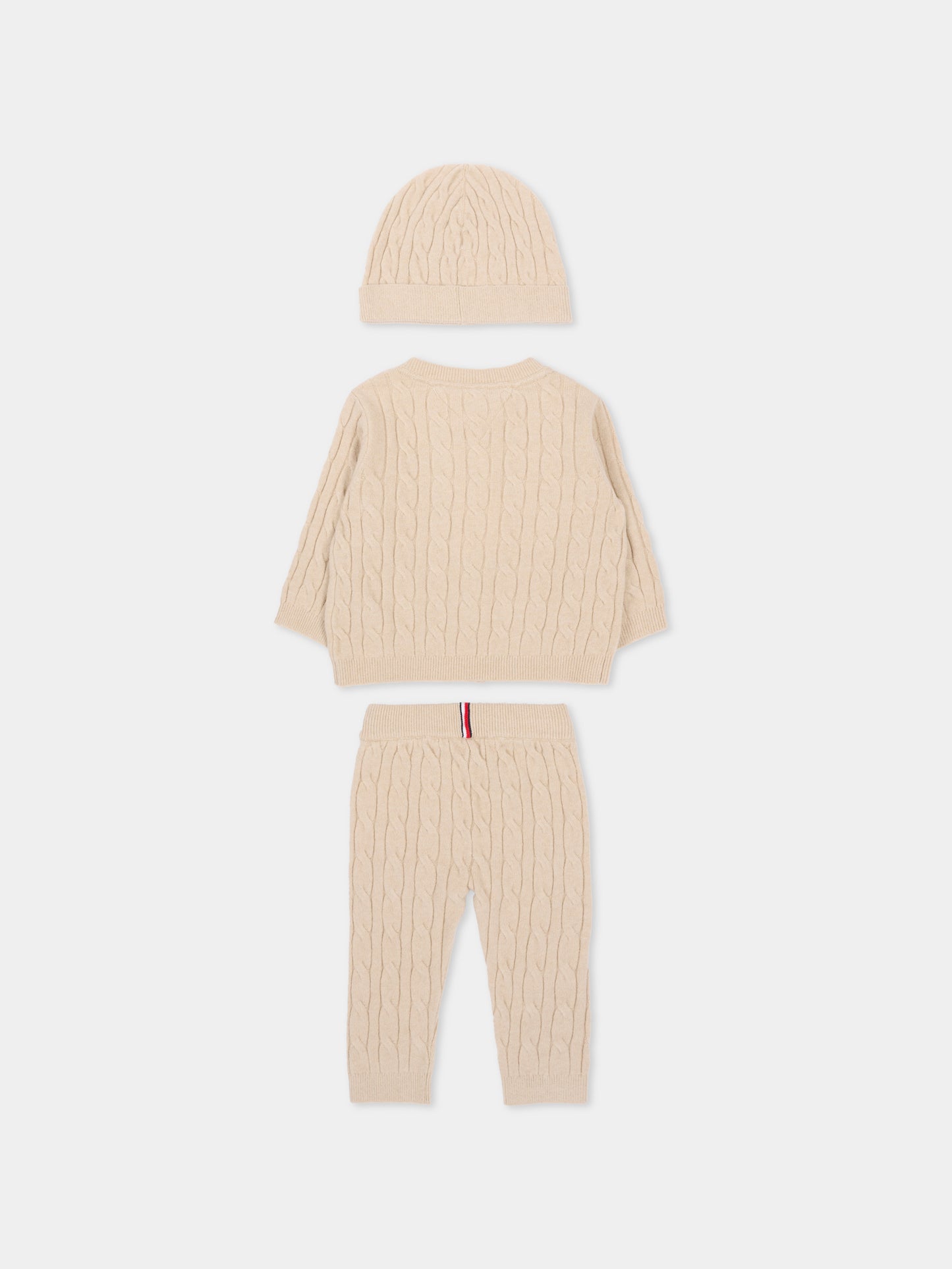 Completo nascita beige per neonati con Tommy flag,Tommy Hilfiger Junior,KN0KN02160 ABY