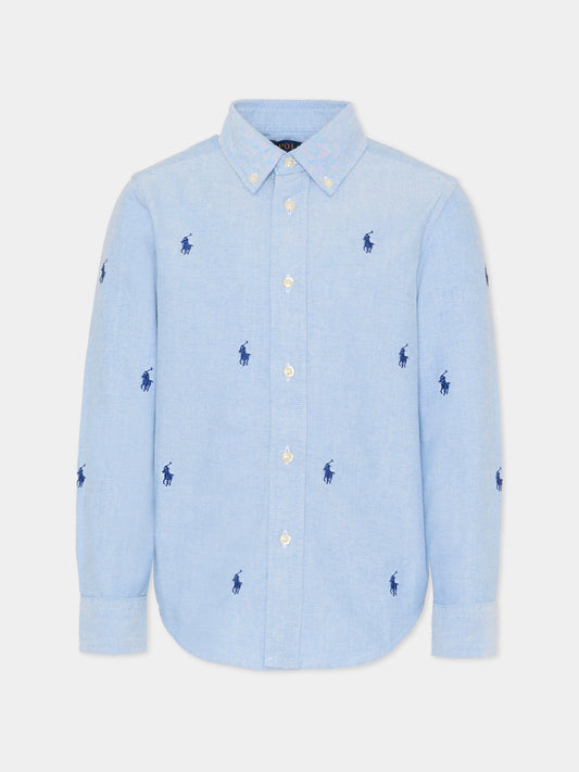 Camicia azzurra per bambino con iconico cavallino blu,Ralph Lauren Kids,878876001