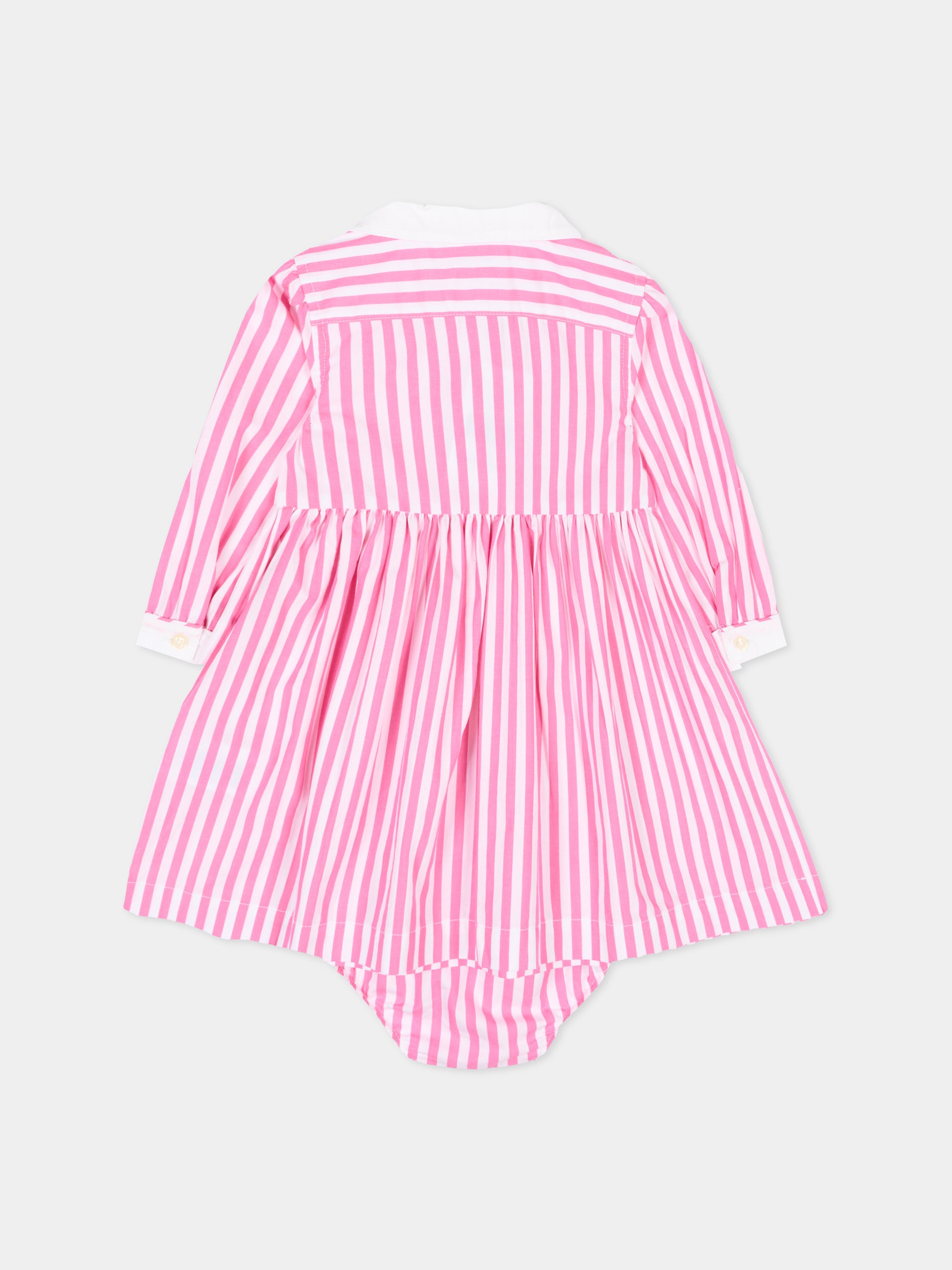Vestito rosa per neonata a righe,Ralph Lauren Kids,A95899001