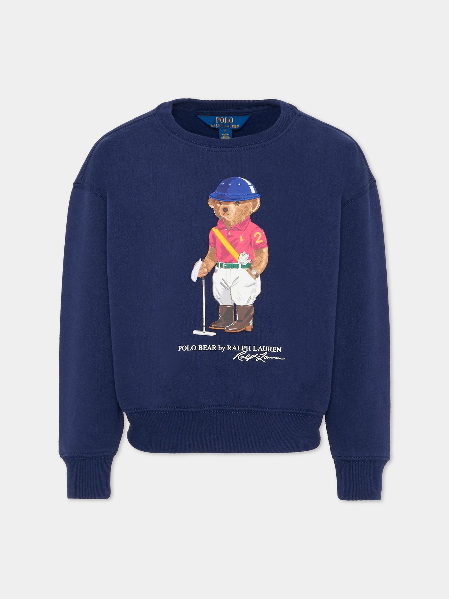 Felpa blu per bambina con Polo Bear,Ralph Lauren Kids,A96116001