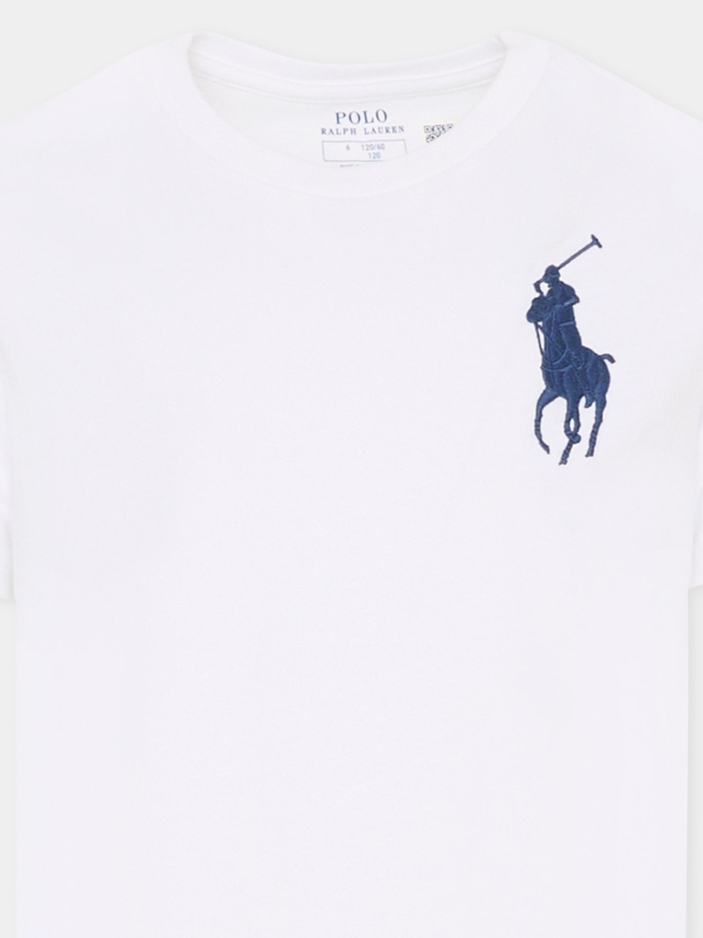 T-shirt bianca per bambino con logo blu,Ralph Lauren Kids,832907037