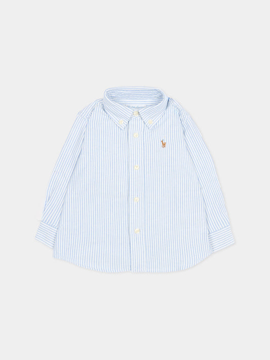 Camicia blu per neonato con cavallino,Ralph Lauren Kids,677177001