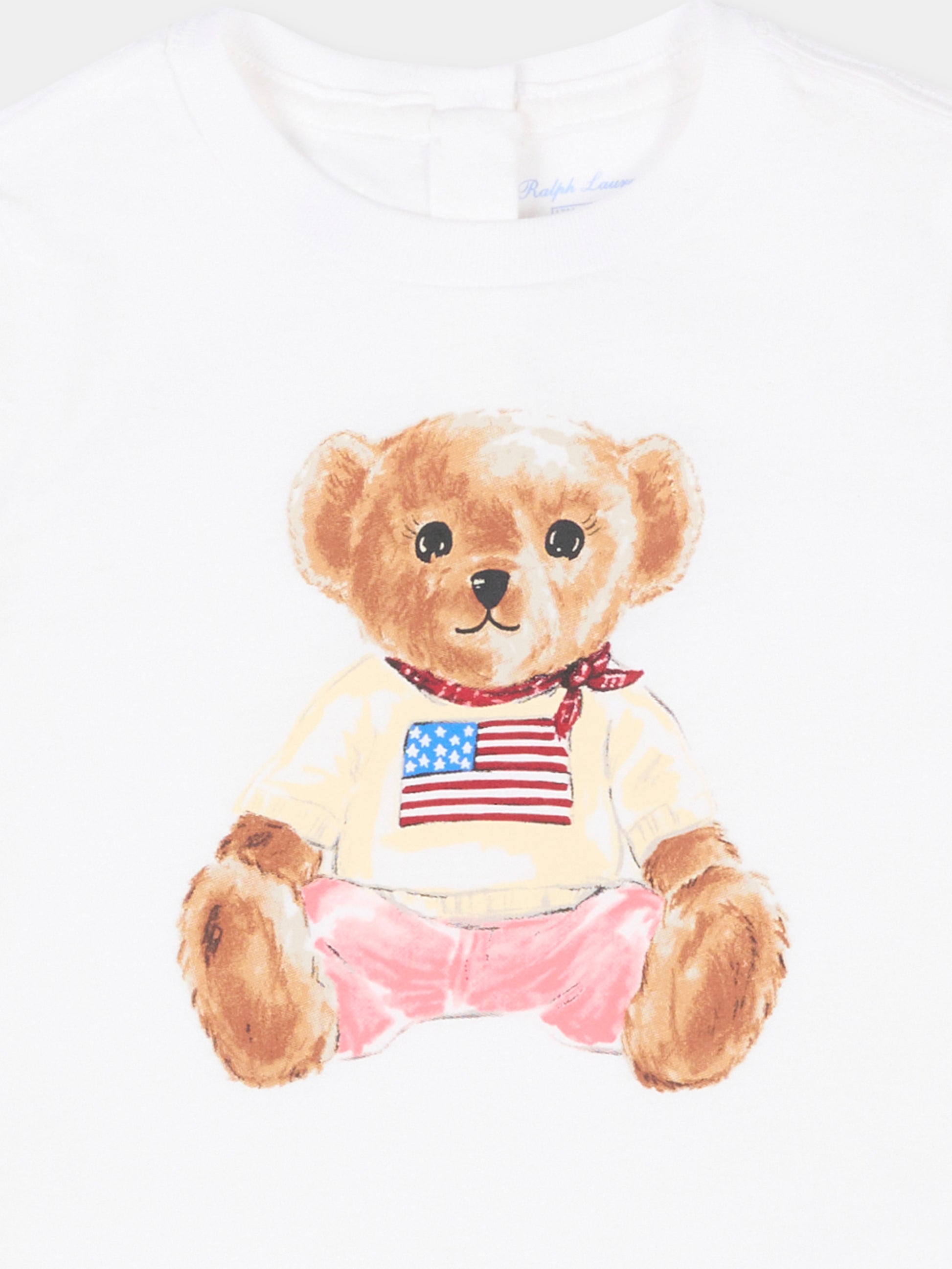 T-Shirt bianca per neonata con Polo Bear,Ralph Lauren Kids,844732001