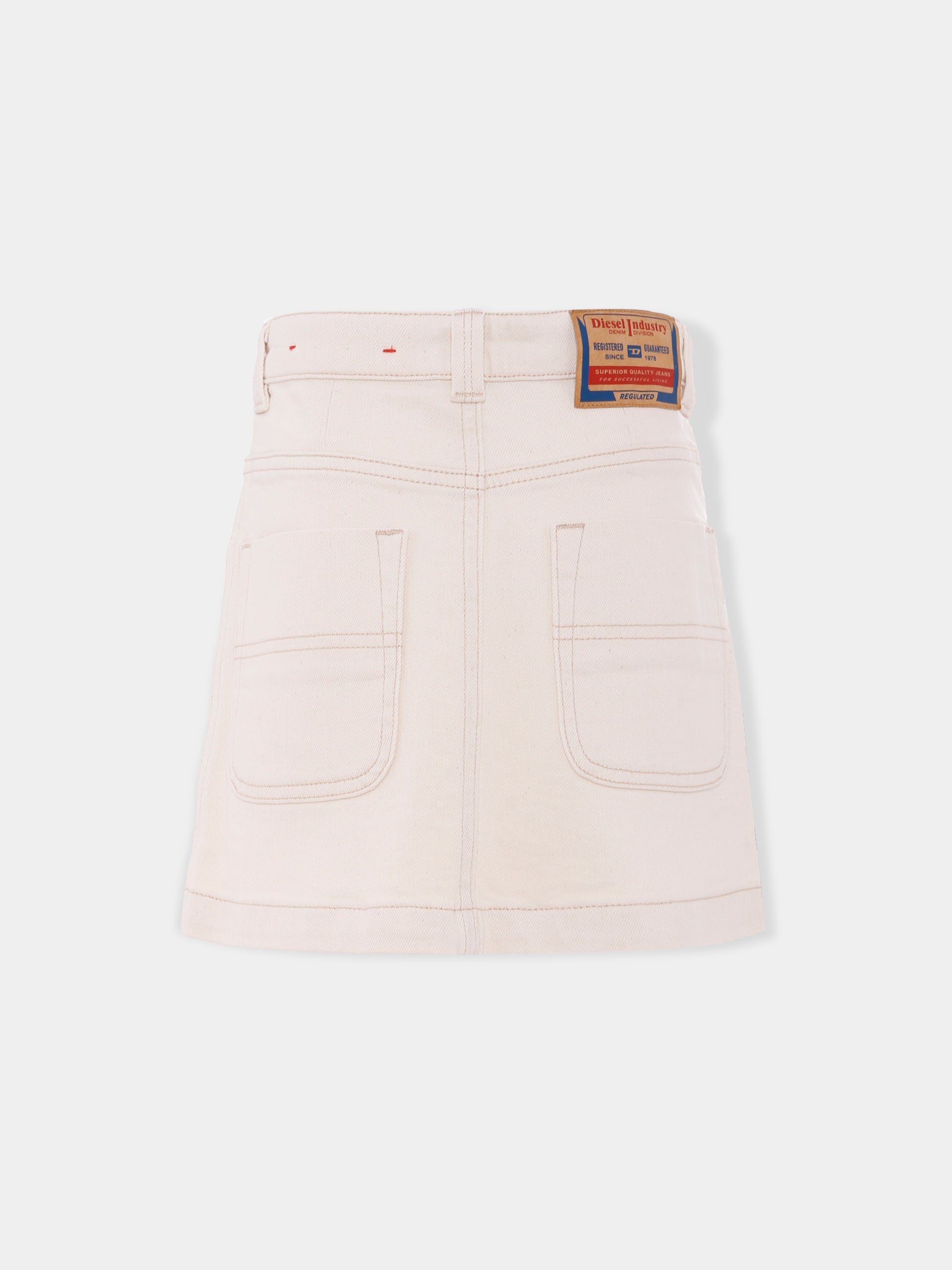 Gonna avorio per bambina con logo,Diesel,J00784 KXBDB K101