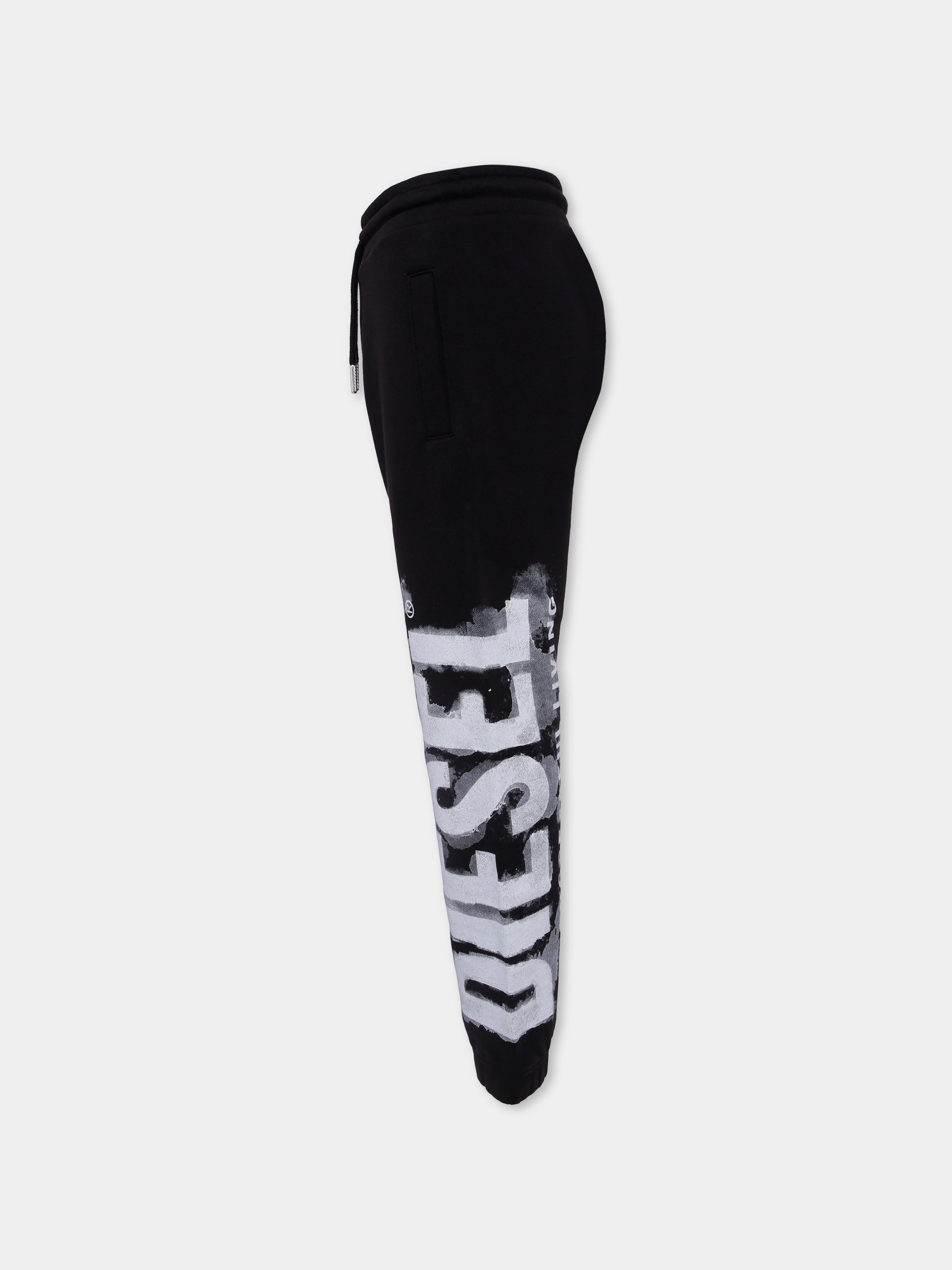Pantaloni neri per bambino con logo,Diesel,J01384 KYAU6 K900