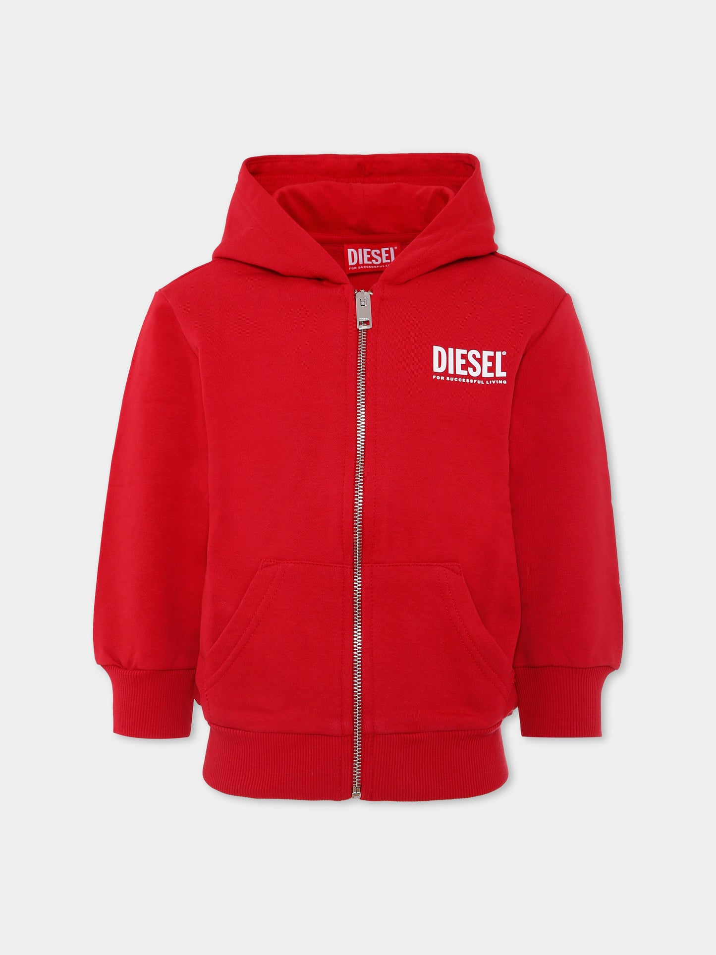Felpa rossa per bambini con logo,Diesel,J01542 KYAVF K407