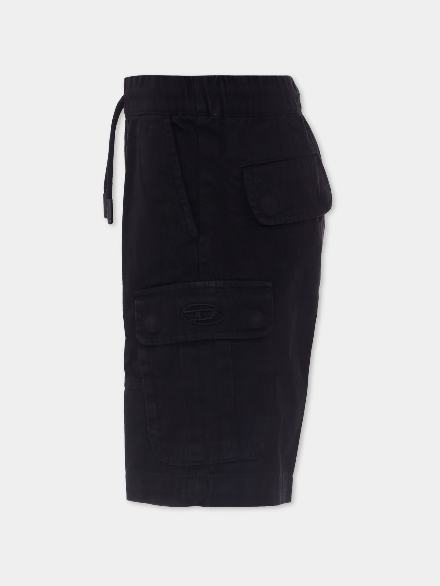 Shorts neri per bambini con logo,Diesel,J01765 KXBJ1 K900