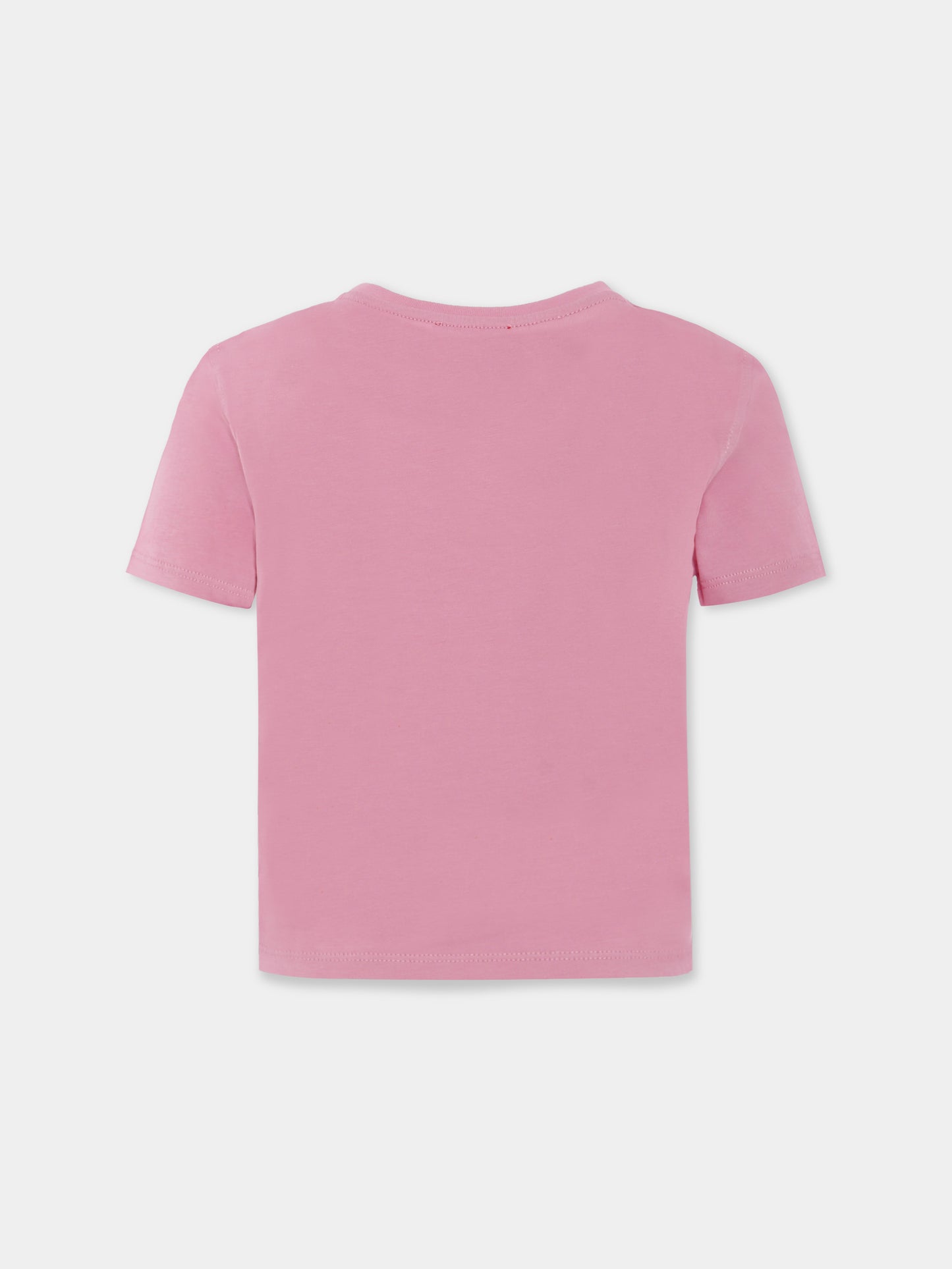 T-shirt crop rosa per bambina con logo,Diesel,J01953 KYAUN K325