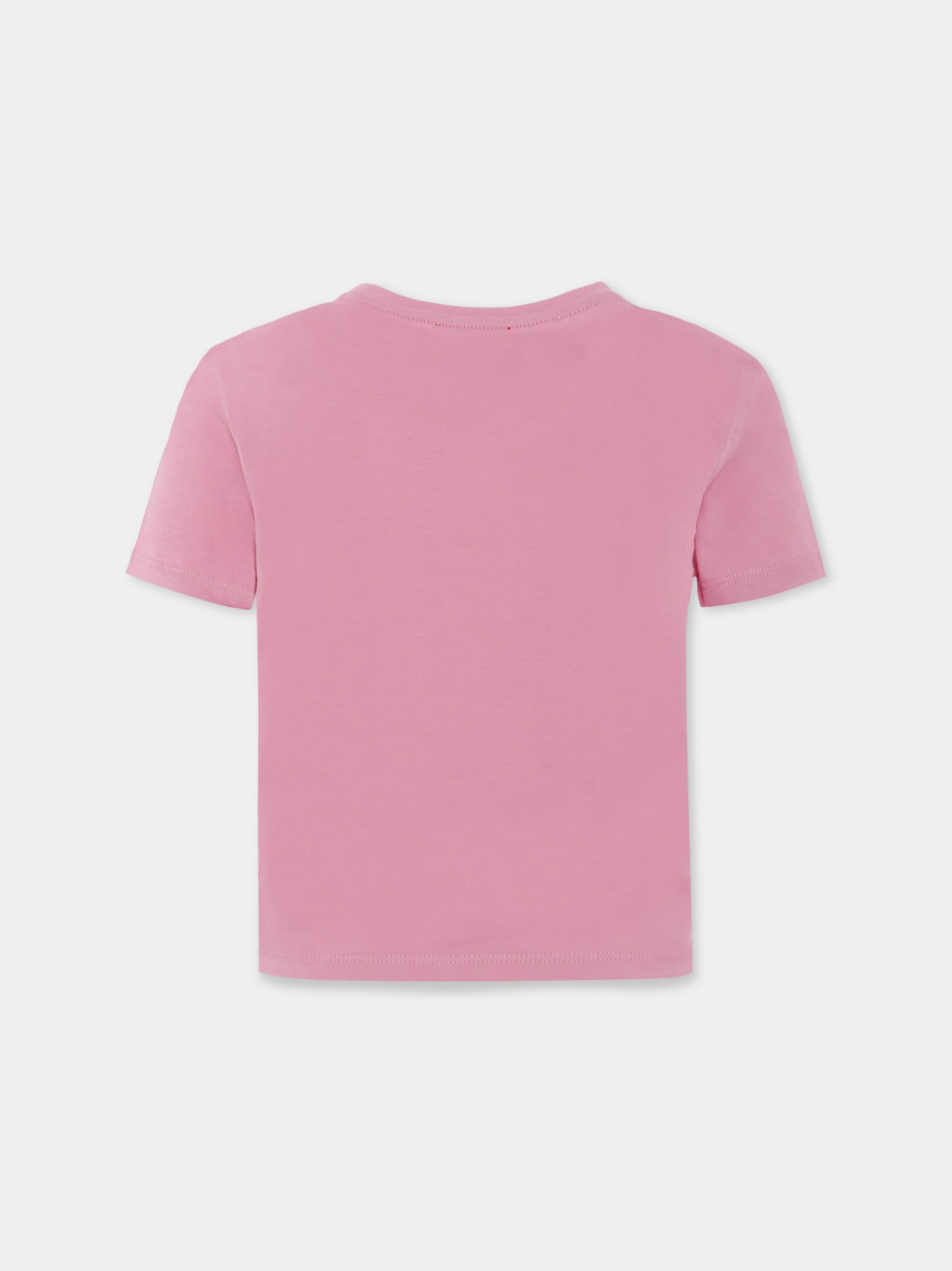 T-shirt crop rosa per bambina con logo,Diesel,J01953 KYAUN K325