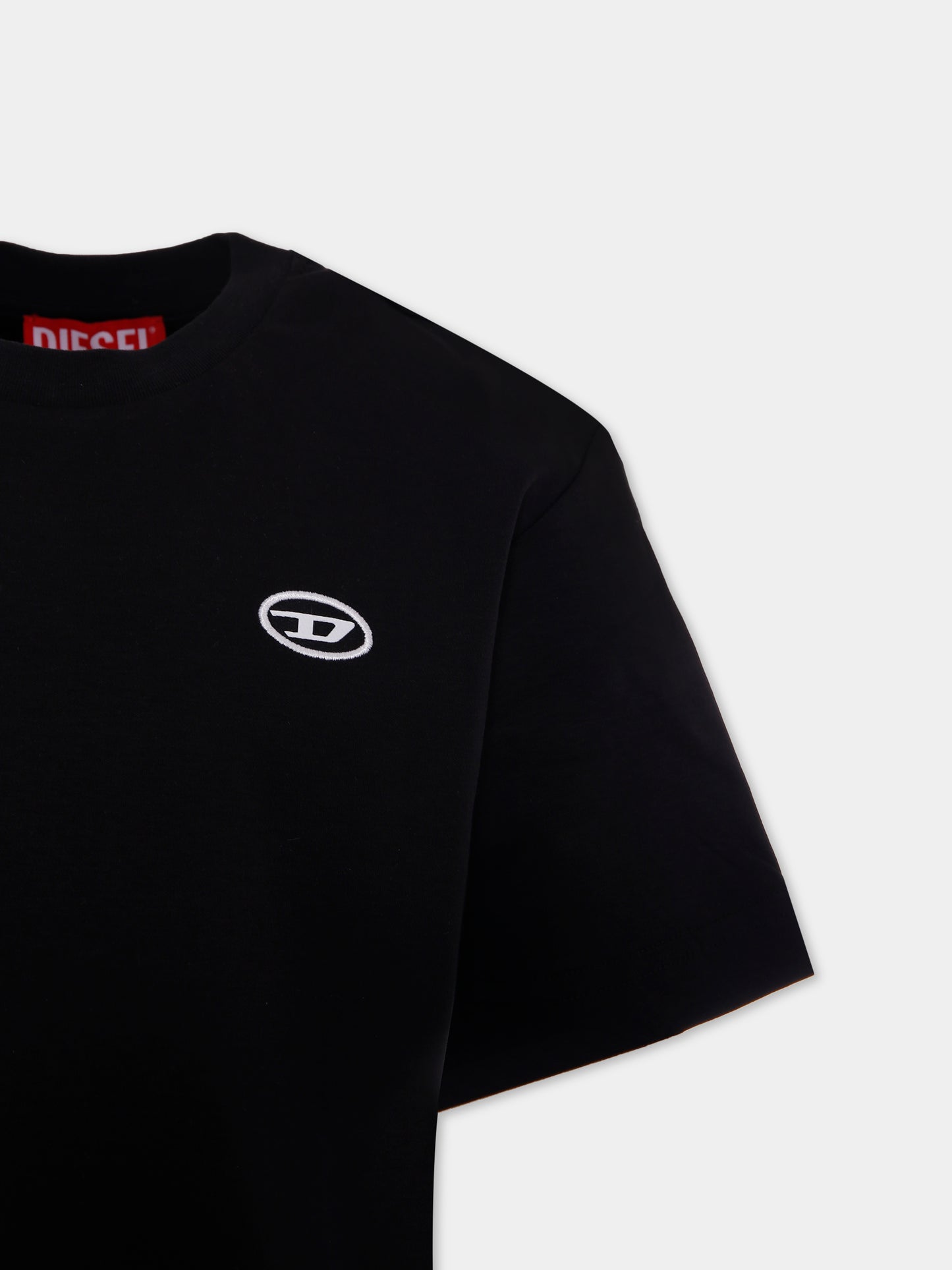 T-shirt nera per bambino con logo,Diesel,J02019 0AIJU K900