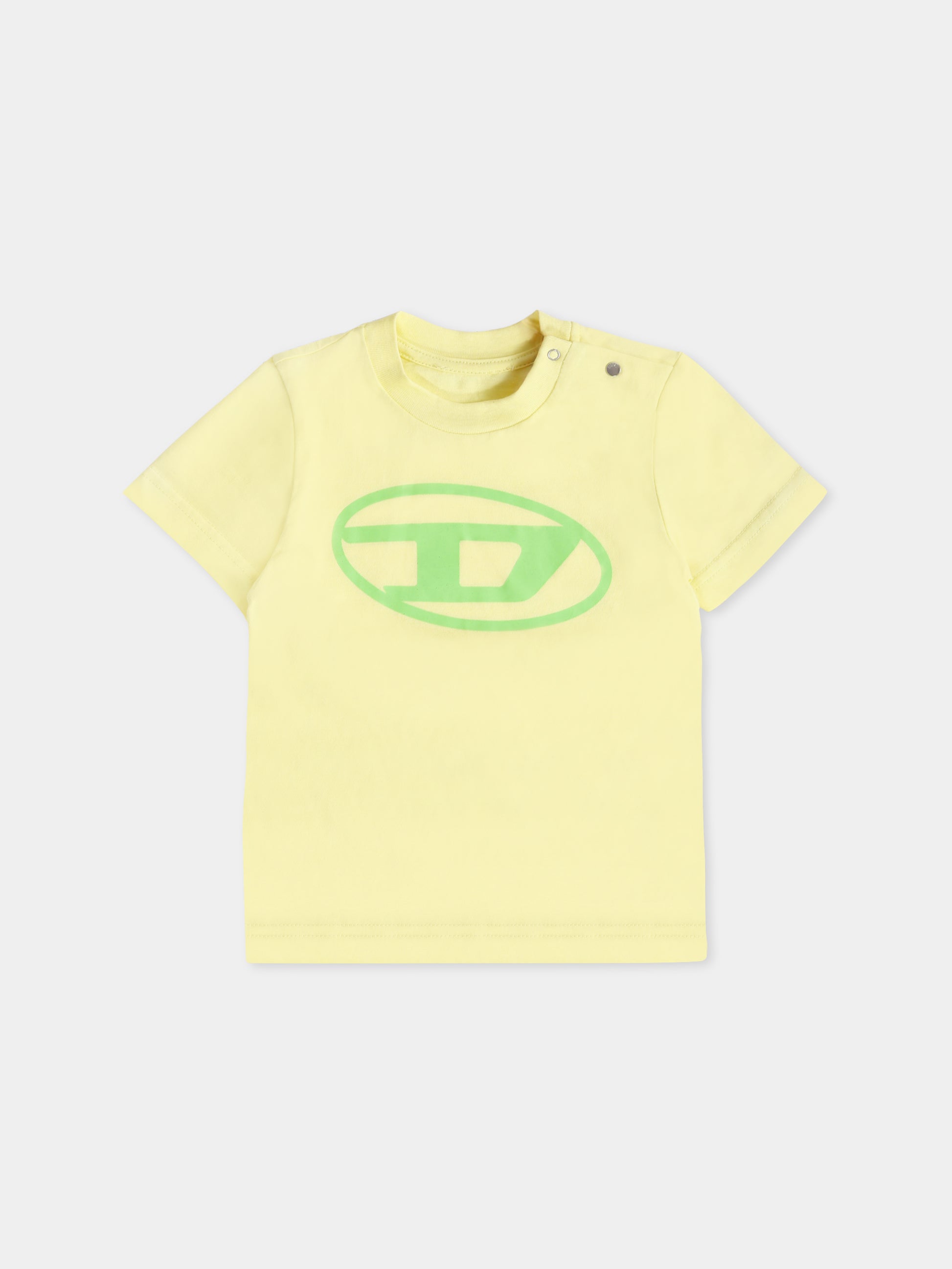 T-shirt gialla per neonato con logo,Diesel,K00519 00YI9 K235
