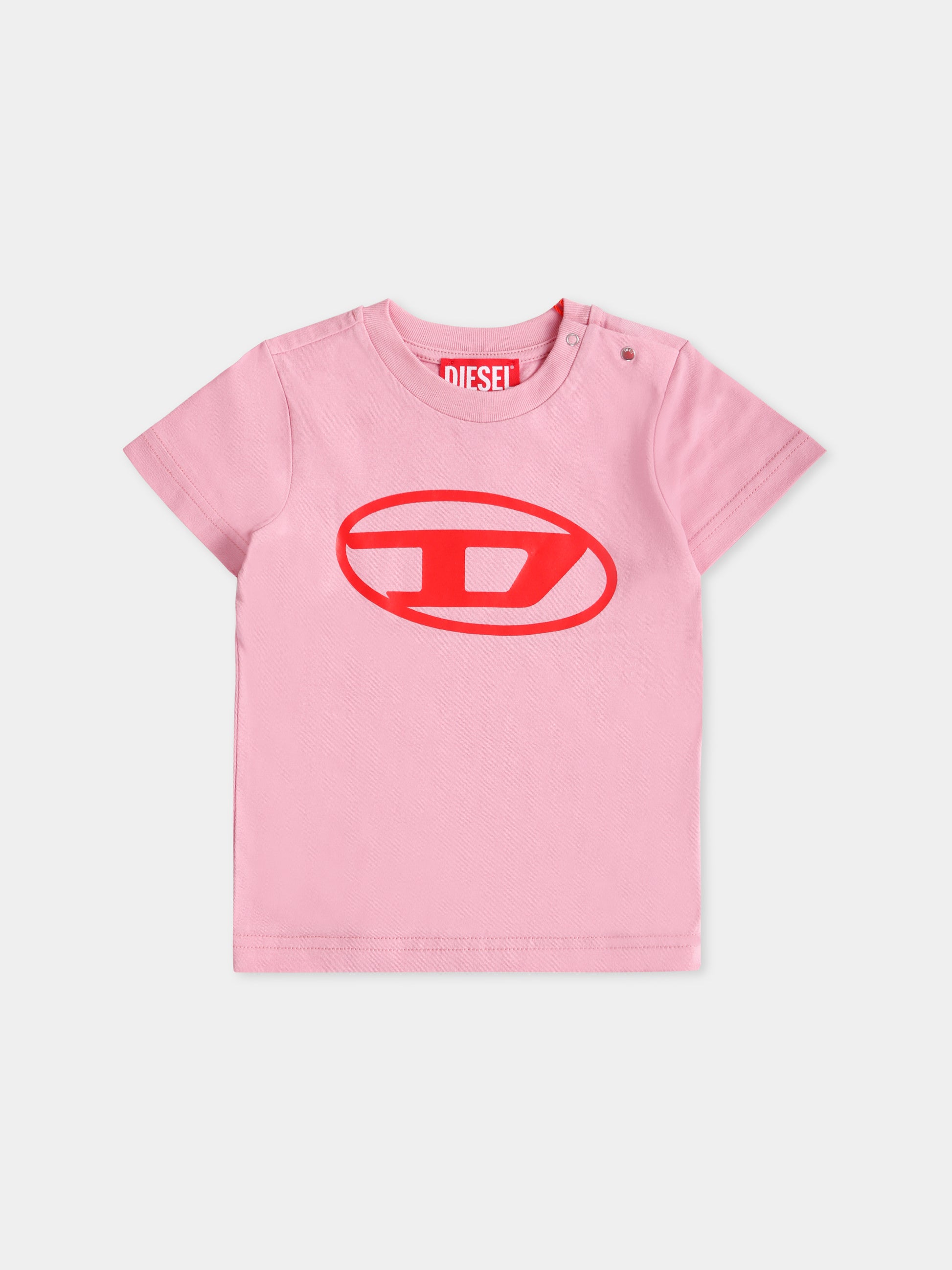 T-shirt rosa per neonata con logo,Diesel,K00519 00YI9 K325