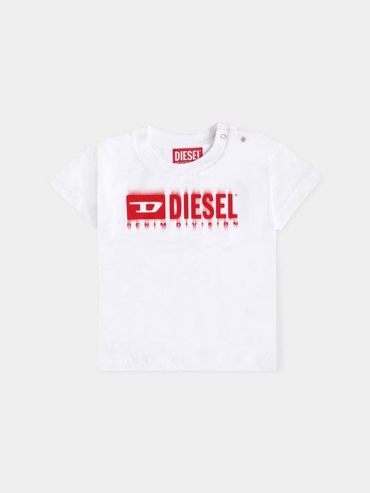 T-shirt bianca per neonati con logo,Diesel,K00569 00YI9 K100