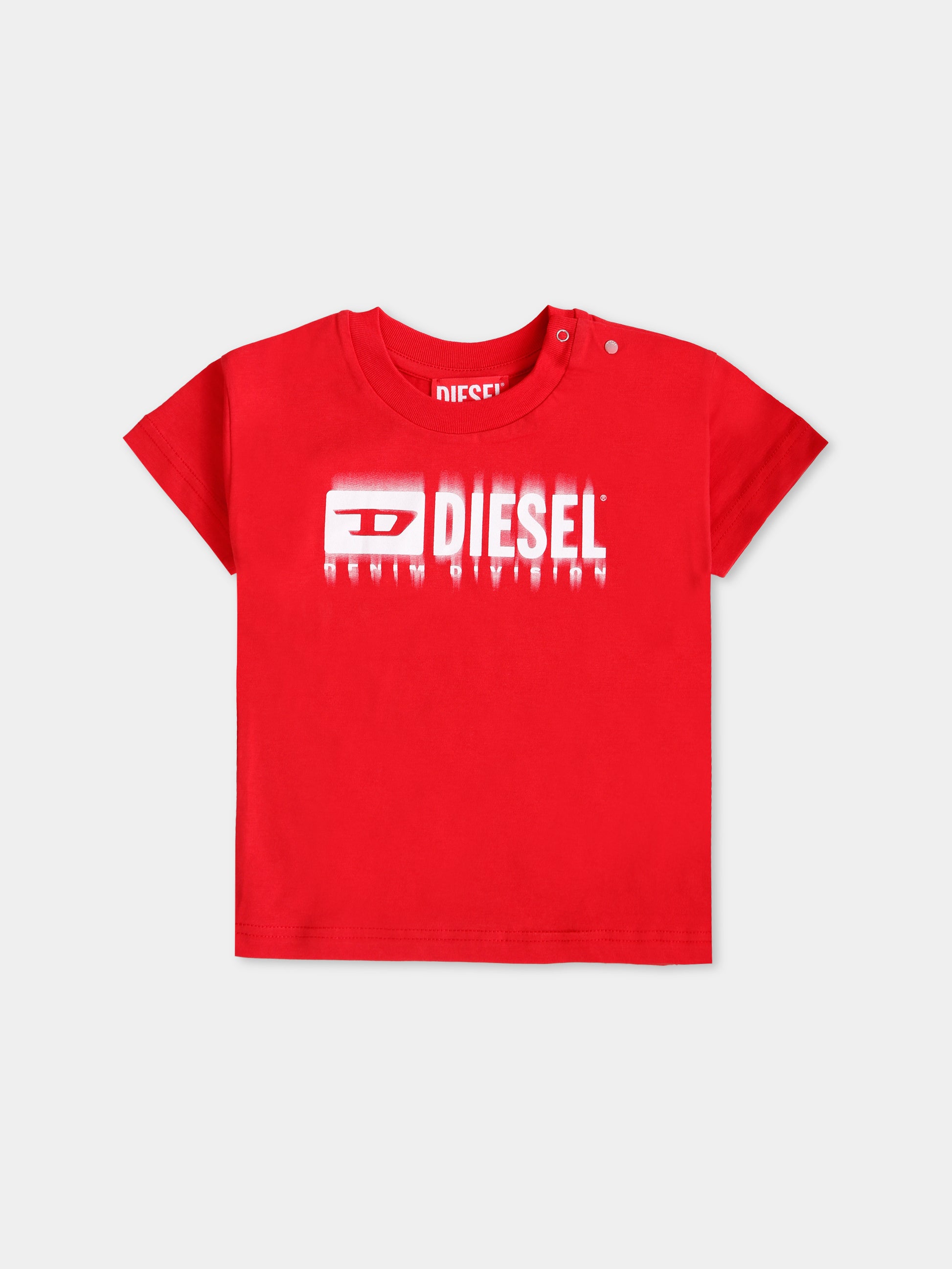 T-shirt rossa per neonati con logo,Diesel,K00569 00YI9 K457