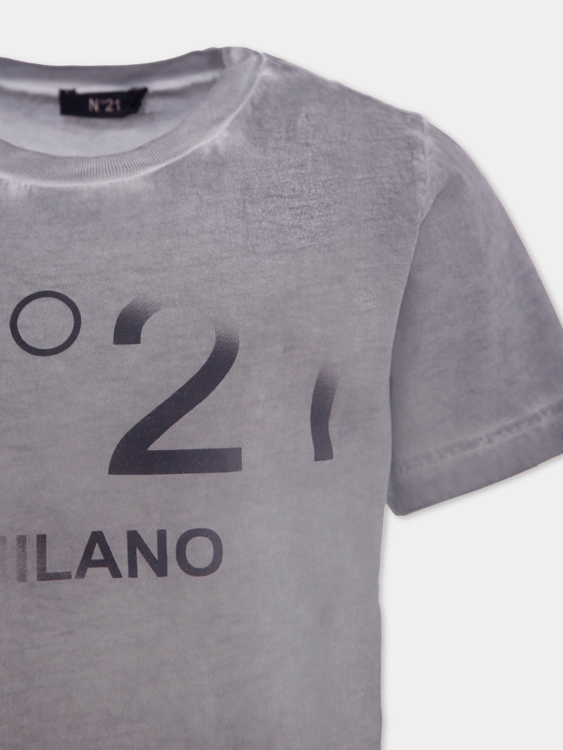 T-shirt grigia per bambino con logo,N°21 Kids,N21943 N0376 0N924