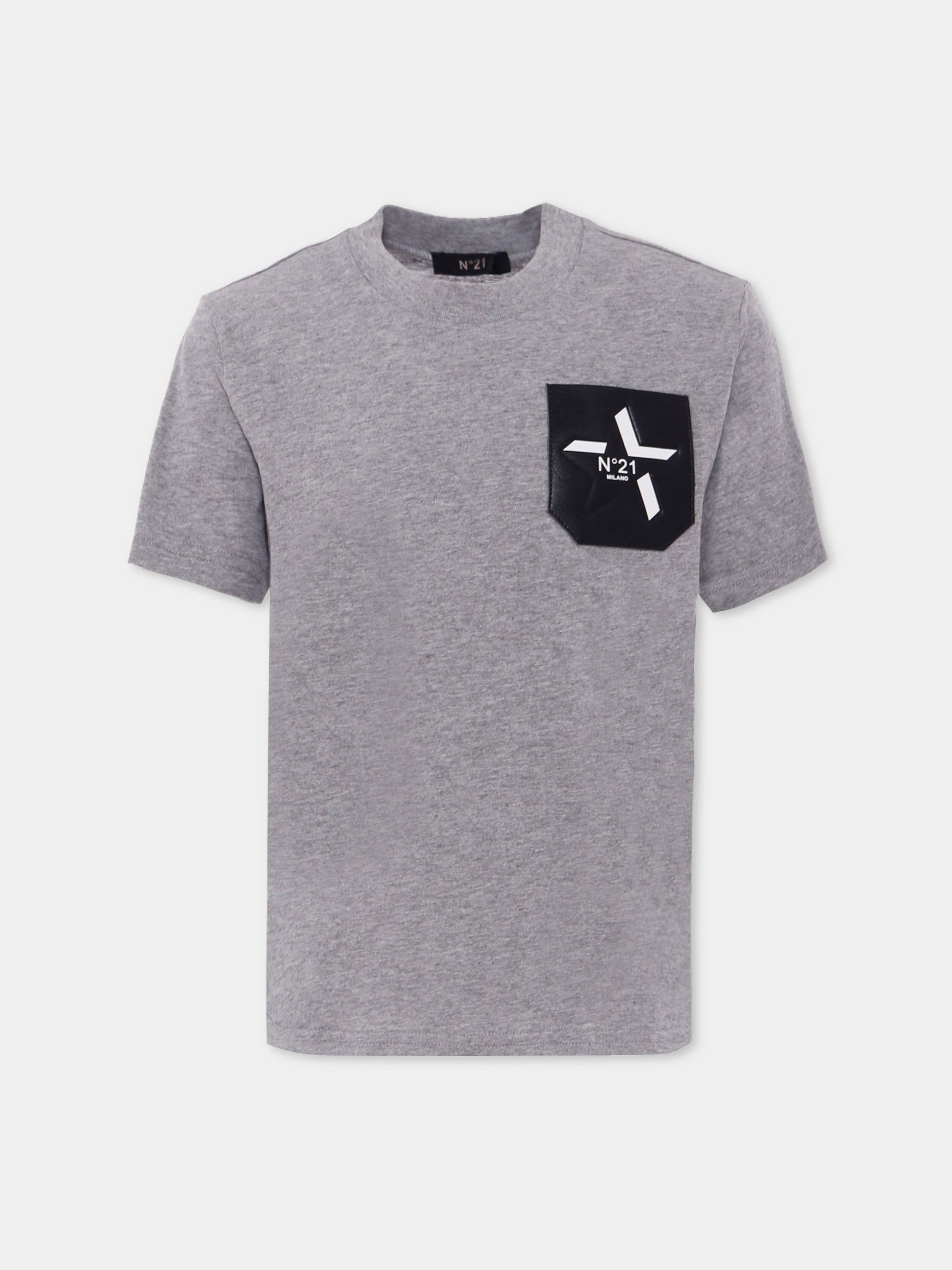 T-shirt grigia per bambino con logo,N°21 Kids,N21945 N0379 0N923