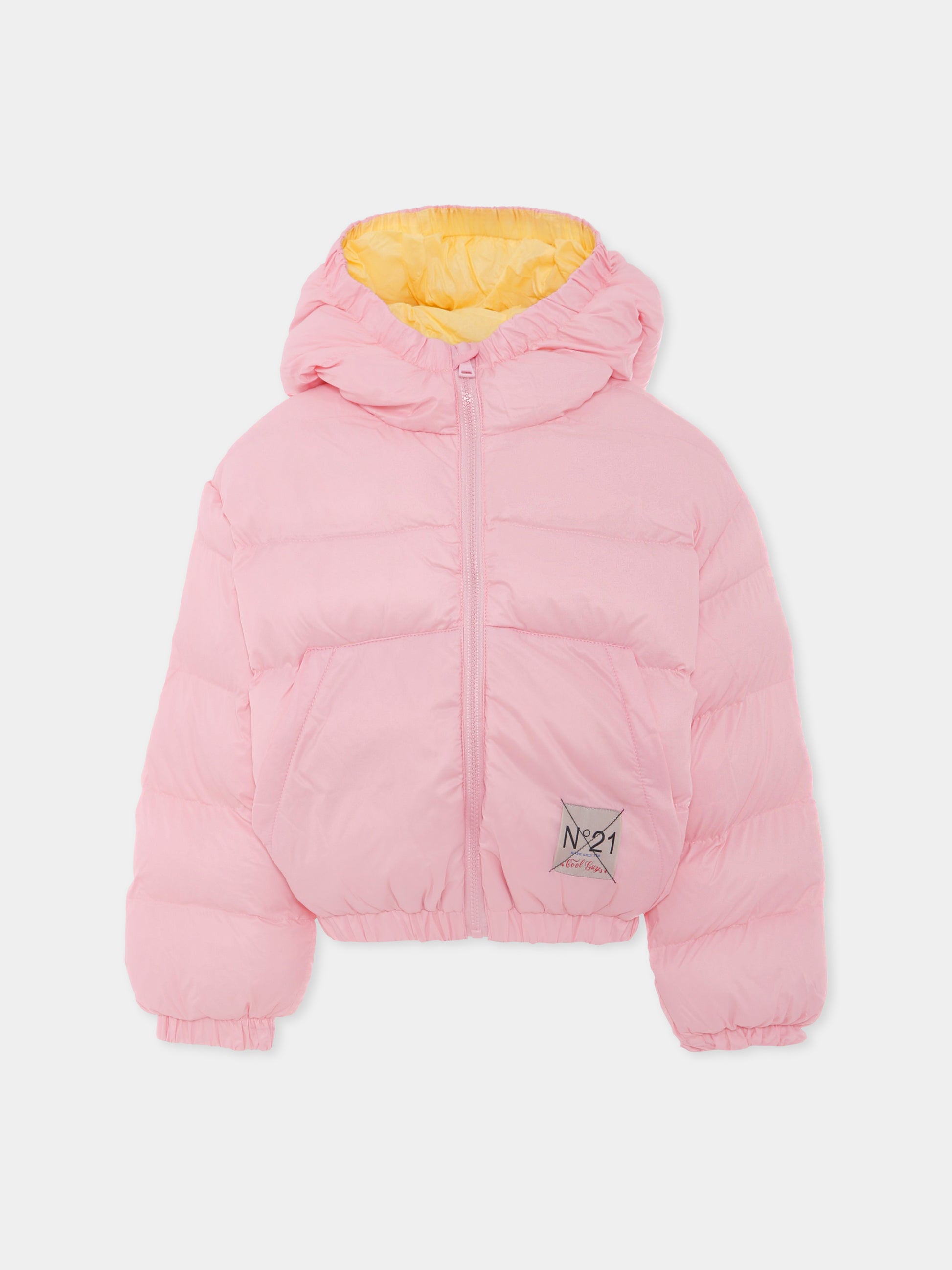 Piumino crop rosa per bambina con logo,N°21 Kids,N21975 N0002 0N317
