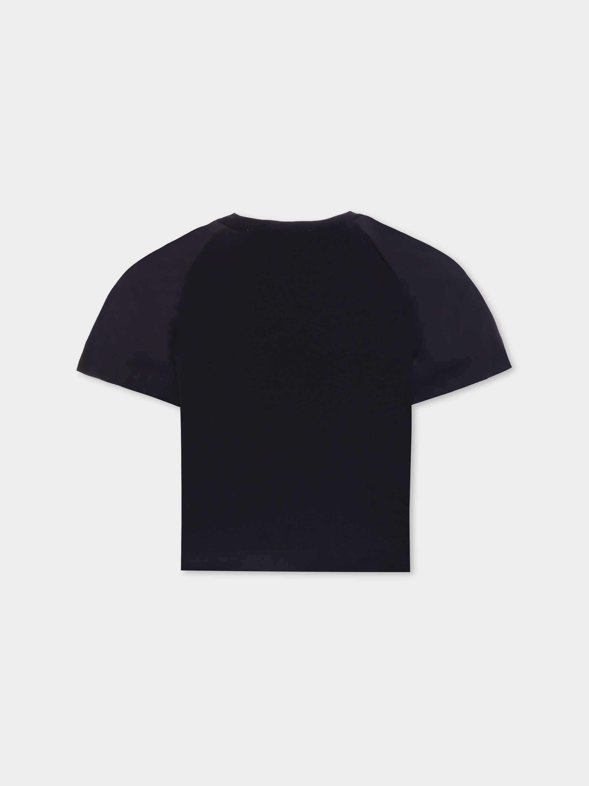 T-shirt crop nera per bambina con logo,N°21 Kids,N21978 N0153 0N900