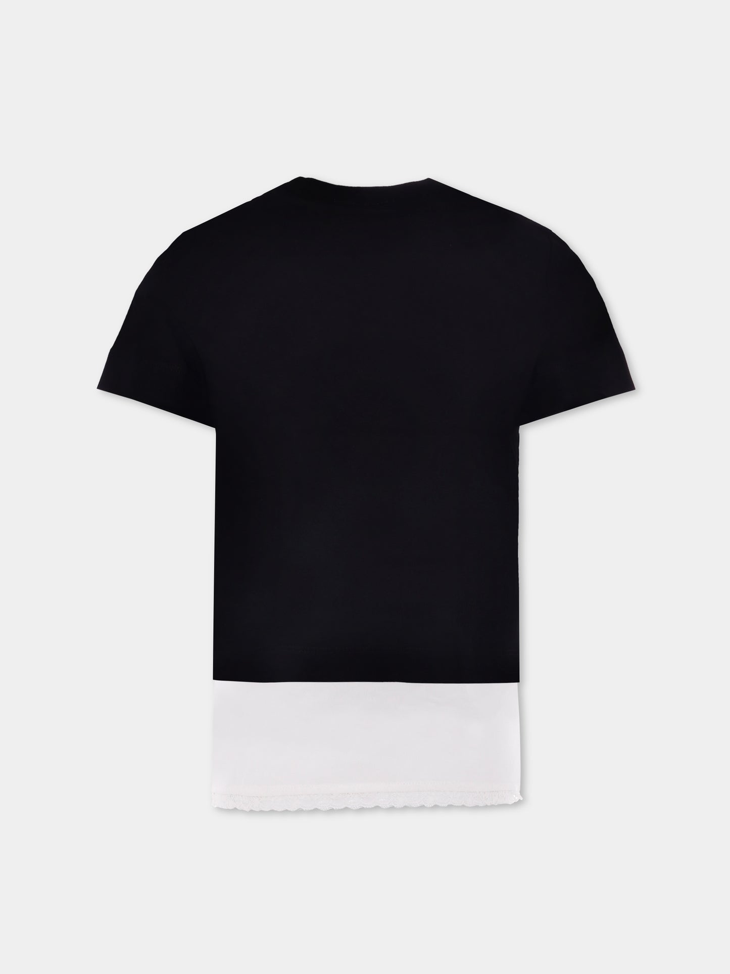 T-shirt nera per bambina con logo,N°21 Kids,N21980 N0153 0N900