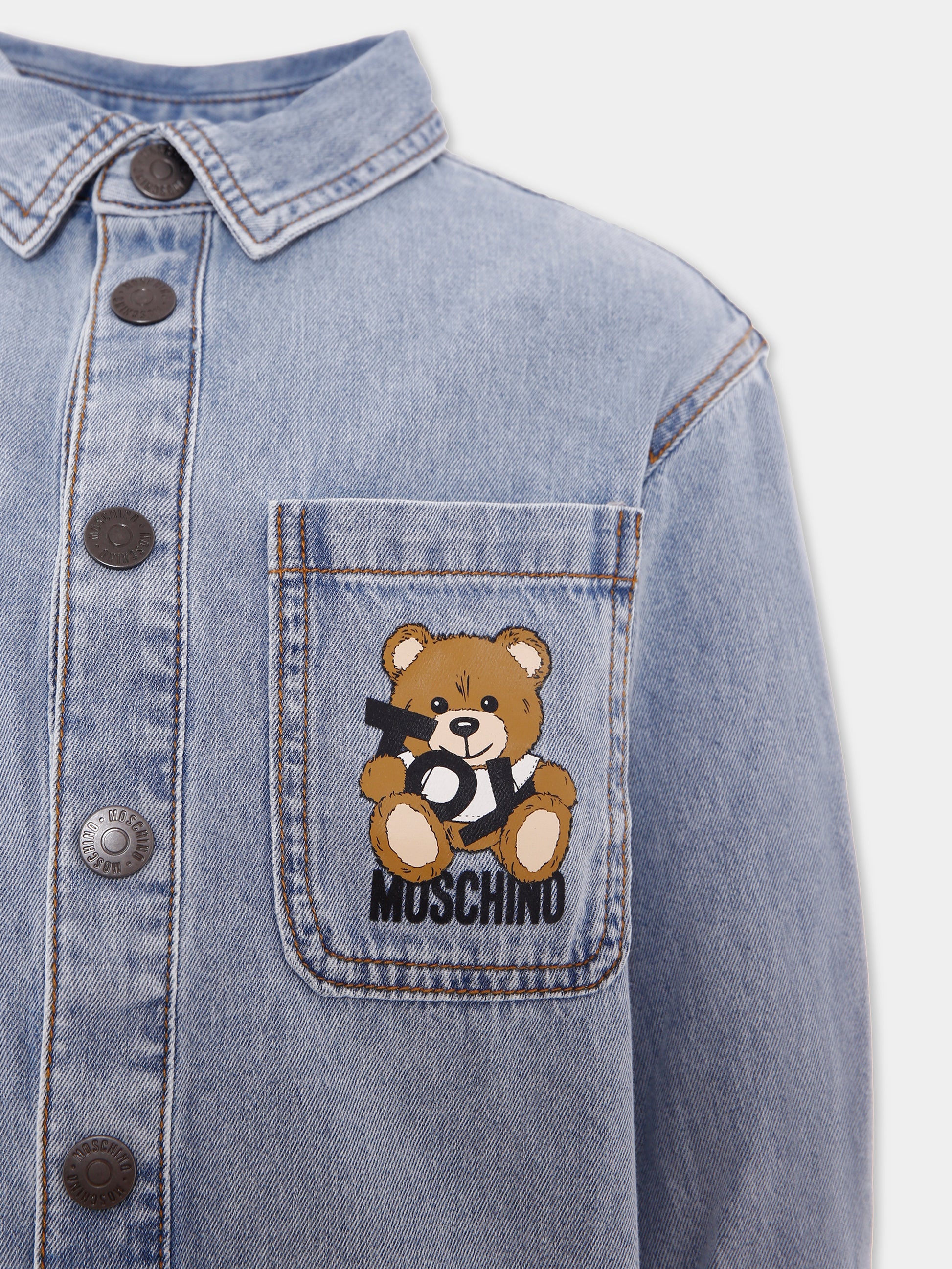 Camicia denim per bambino con Teddy Bear,Moschino Kids,HUC01F L0E33 41029